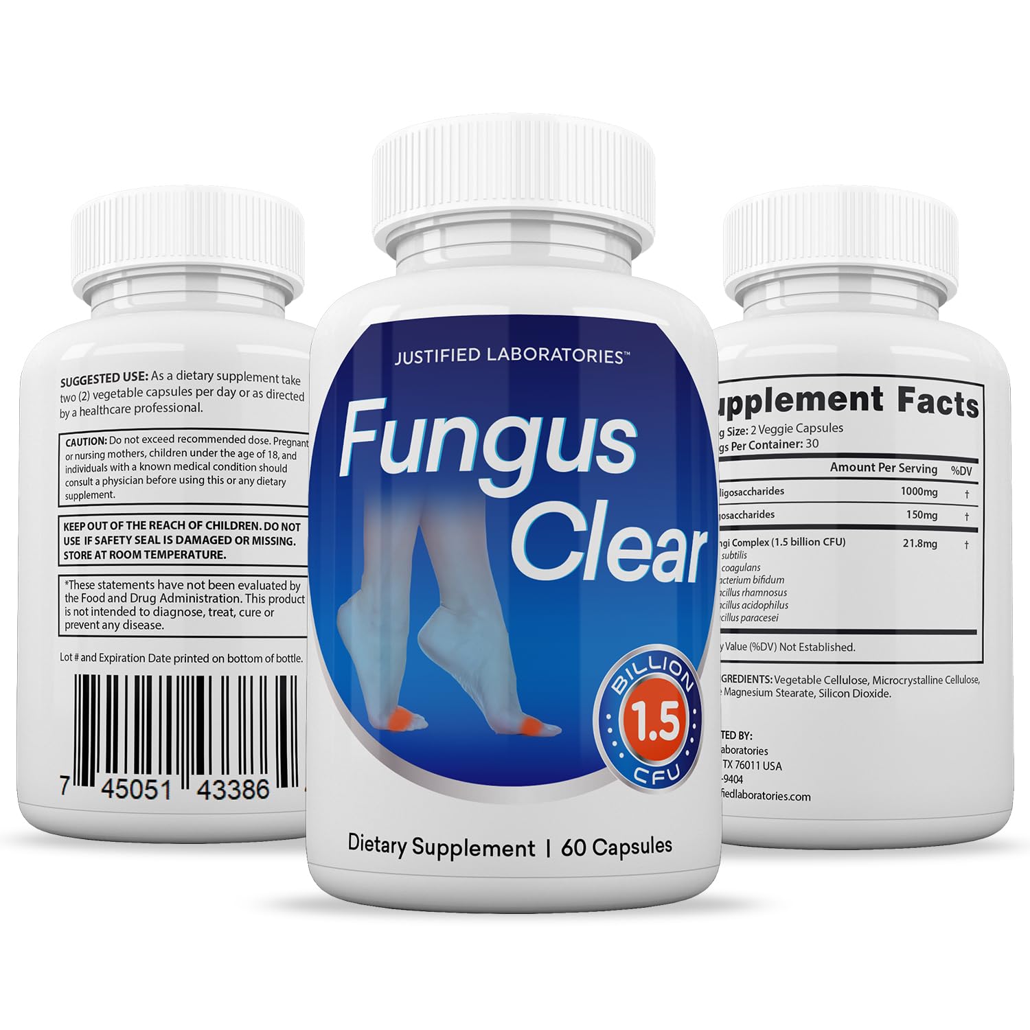 Justified Laboratories (2 Pack) Fungus Clear 1.5 Billion CFU Probiotic Pills 120 Capsules Justified Laboratories Au supplements
