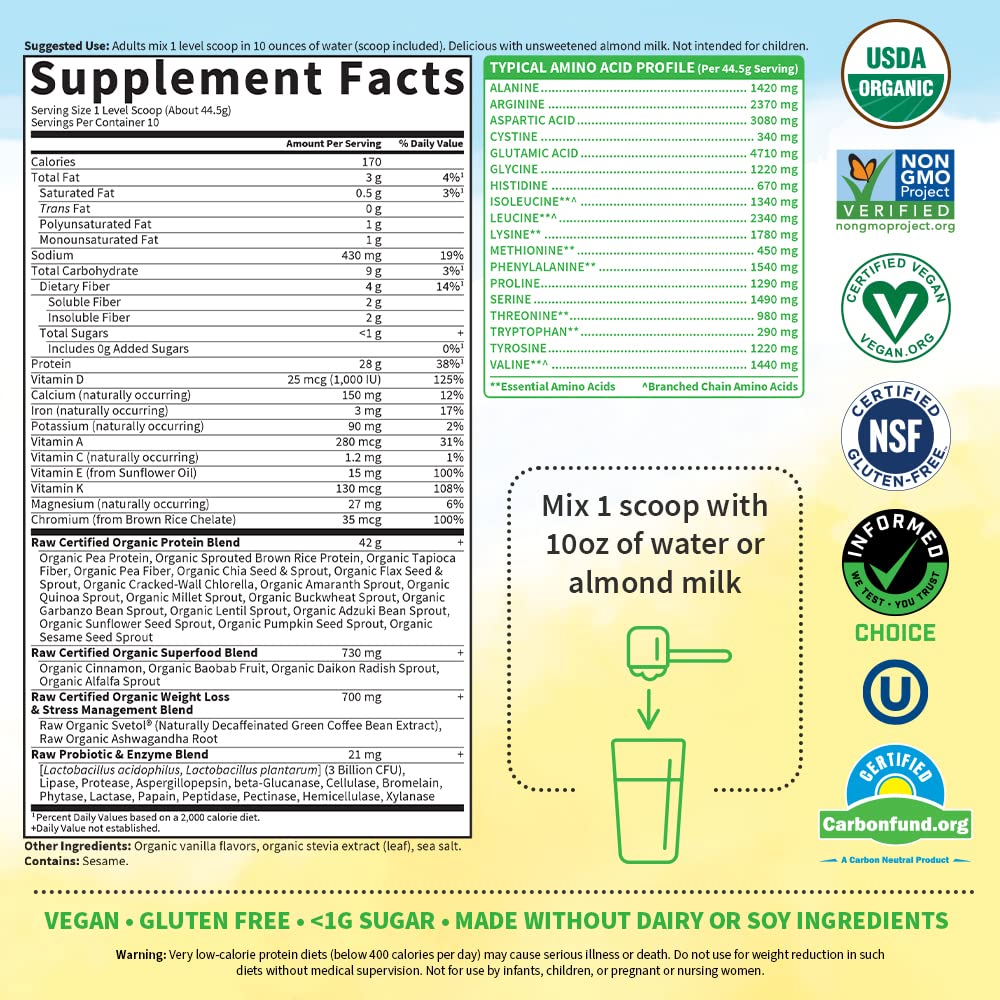 Garden of Life Raw Organic Fit Powder, Original - High Protein for Weight Loss (28g) Plus Garden of Life Au supplements
