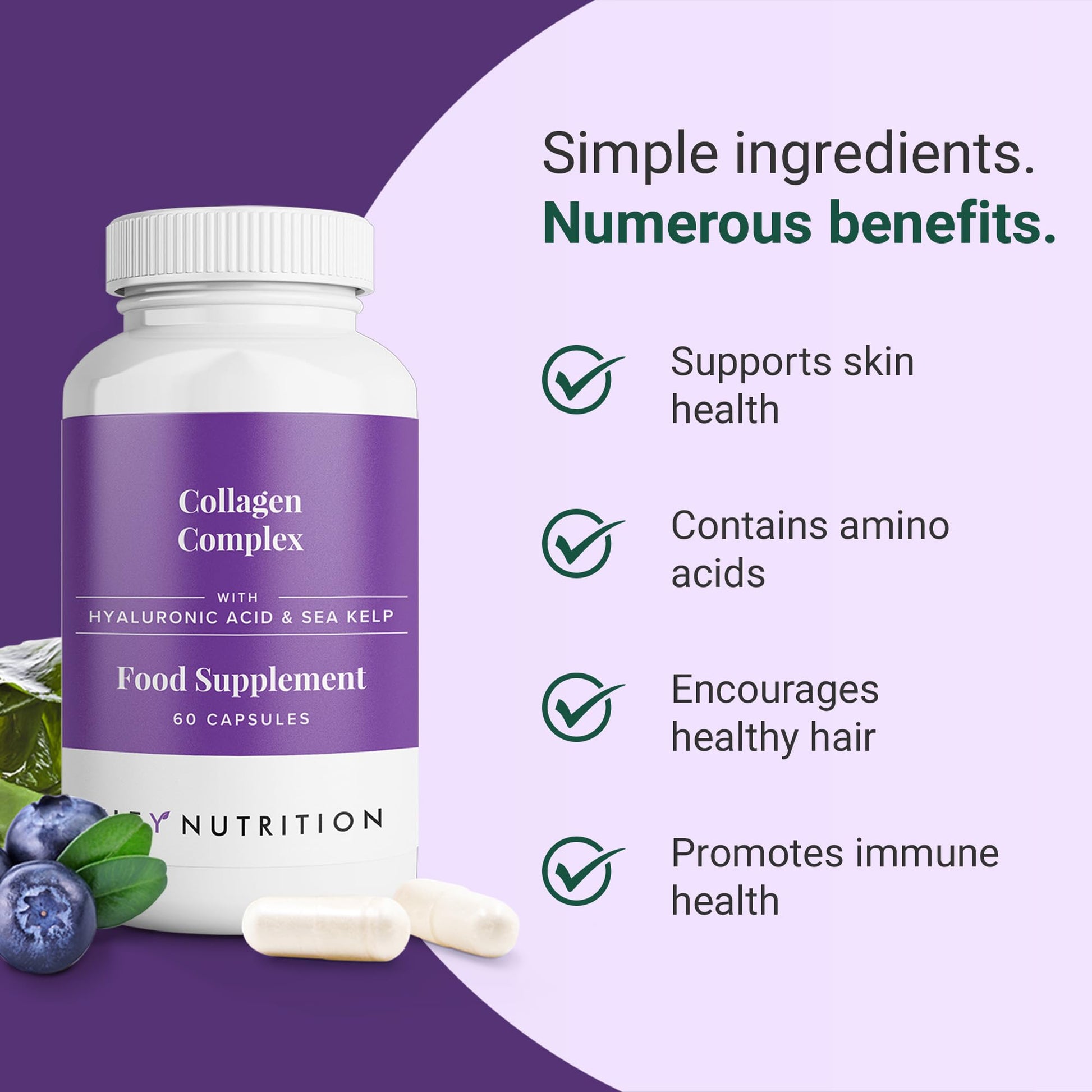 Hey Nutrition Collagen Complex Hyaluronic Acid & Sea Kelp Vitamin E, C, Biotin - Healthy Nails, Skin, Hair Hey Nutrition Au supplements