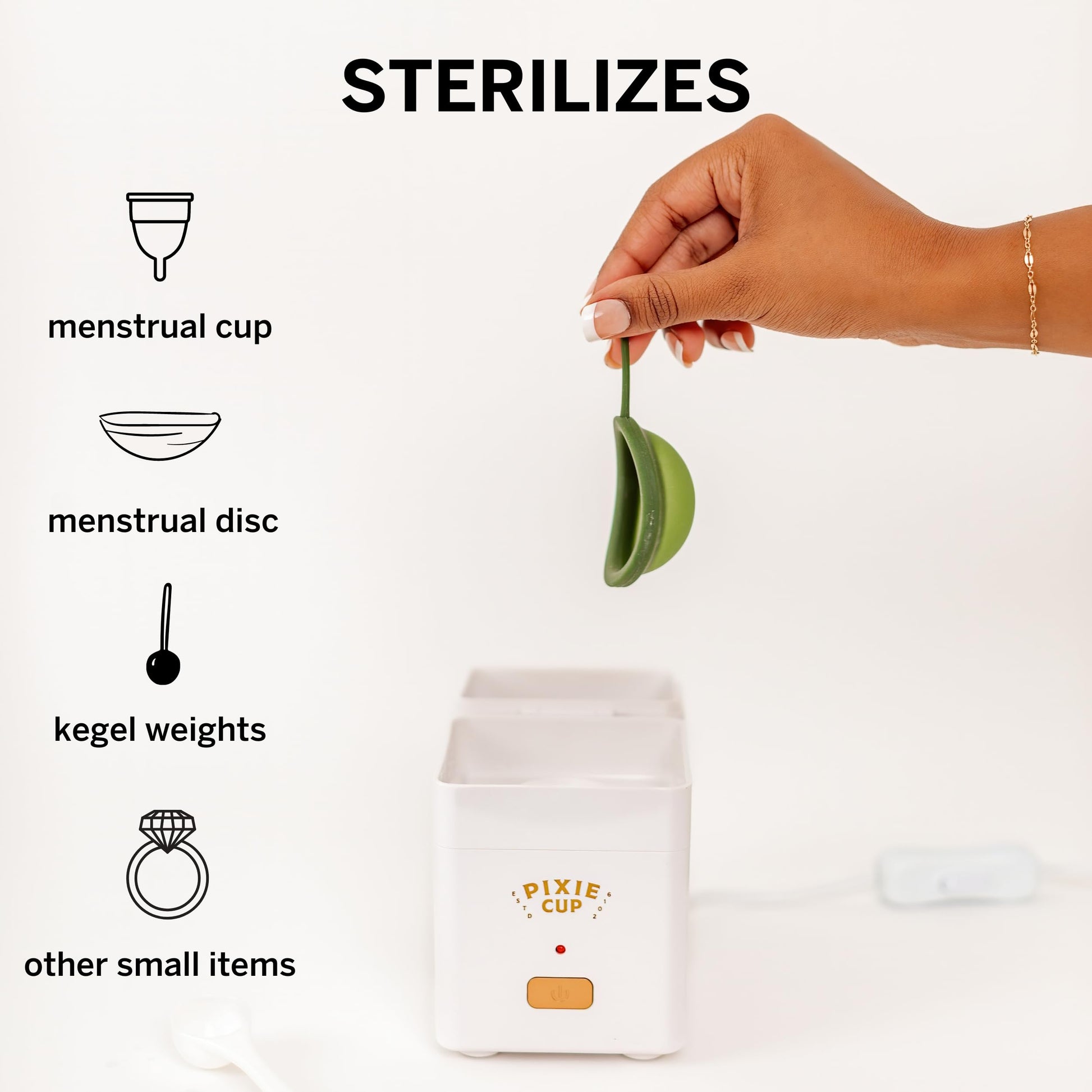 Pixie Menstrual Cup Sterilizer Cleaner Machine - The Only Hinged Lid Steamer & Drying Stand Pixie Cup Au supplements