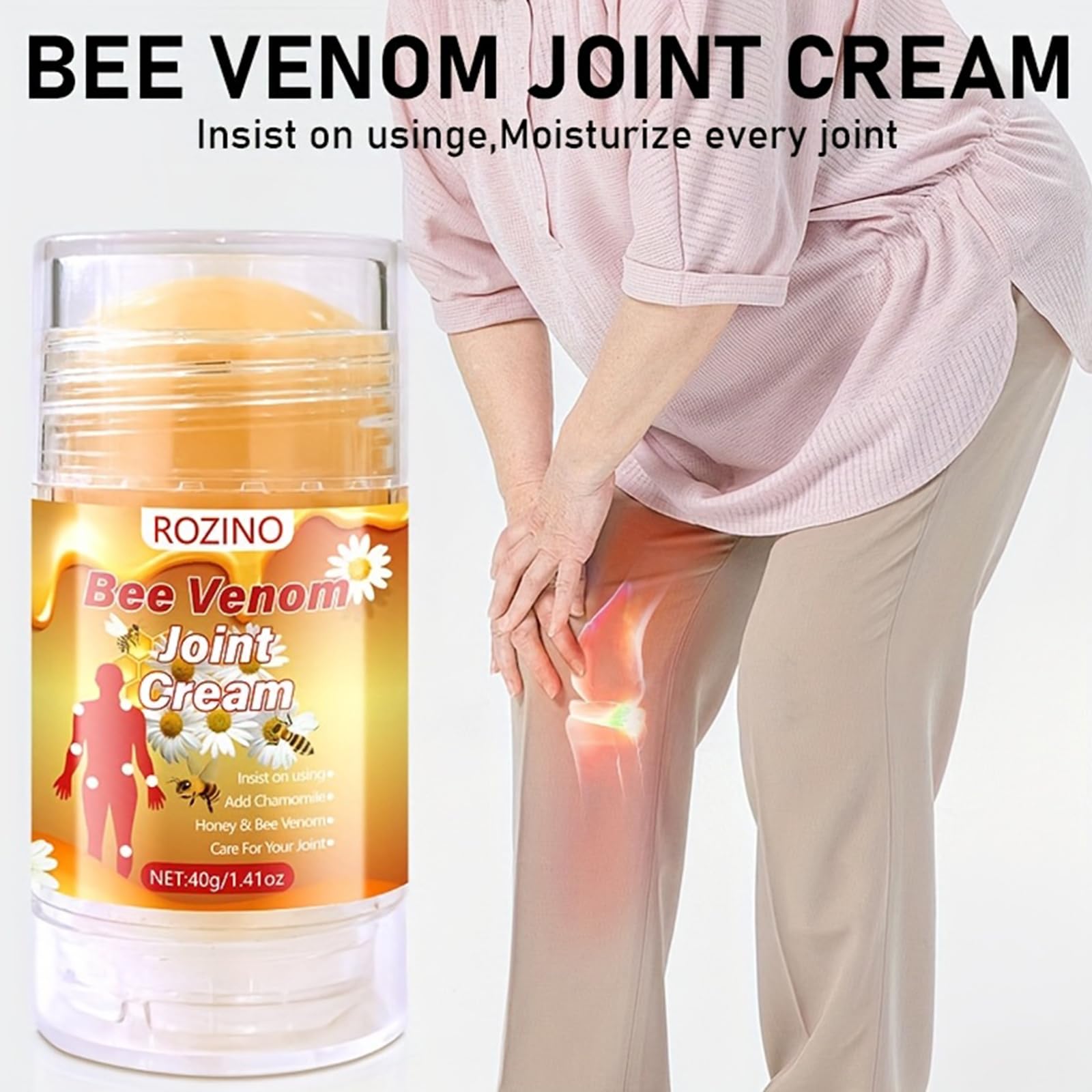 Bee Venom Joint Cream – Advanced Joint Support Cream with Honey & Chamomile, Soothing Formula for Aches & Stiffness in Knees, Hands, Back, Natural Relief Cream for Daily Joint Care (Bee venom) Generic Au supplements