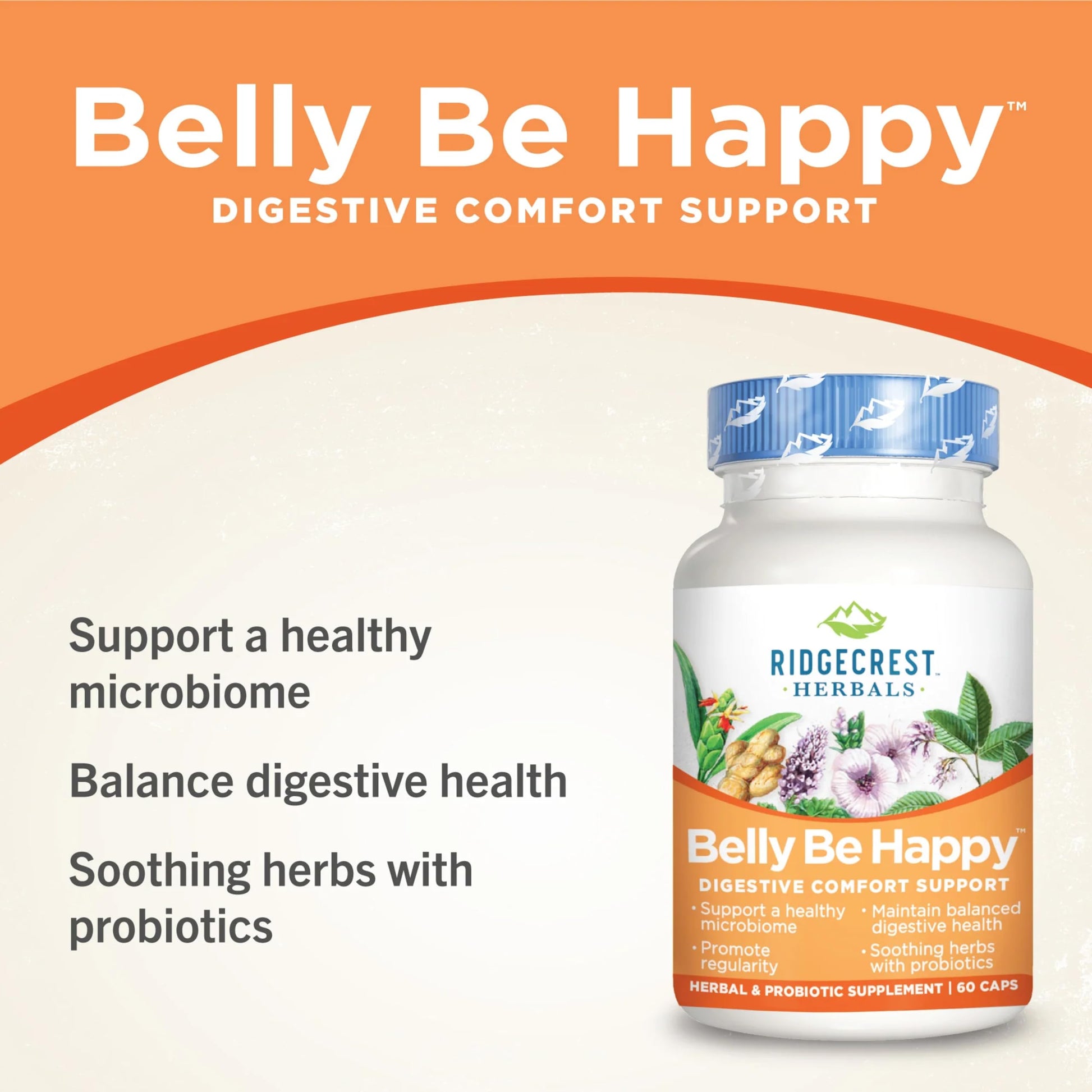 RidgeCrest Herbals Belly Be Happy - 60 Capsules - Digestive Comfort Support - Non-GMO RidgeCrest Herbals Au supplements