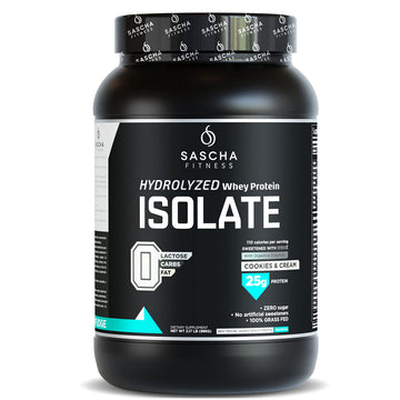 SASCHA FITNESS Hydrolyzed Whey Protein Isolate,100% Grass-Fed (2 Pounds, Cookies SASCHA FITNESS Au supplements