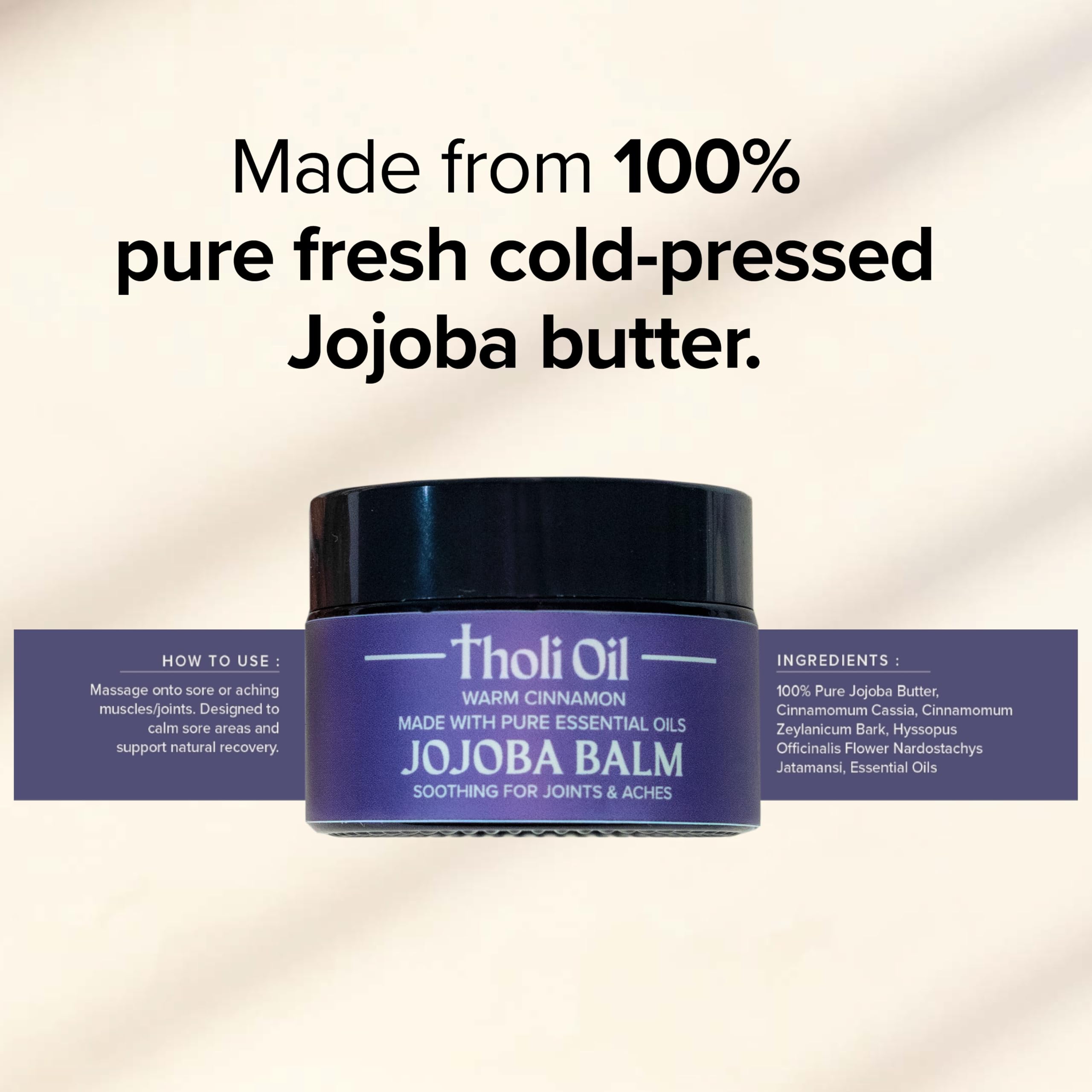 tHOli Plantar Fasciitis Relief Balm – Jojoba Cream with Cinnamon, Cassia, Spikenard & Hyssop – Soothes Heels, Supports Joints & Skin Repair (1oz) Tholi Oil Au supplements