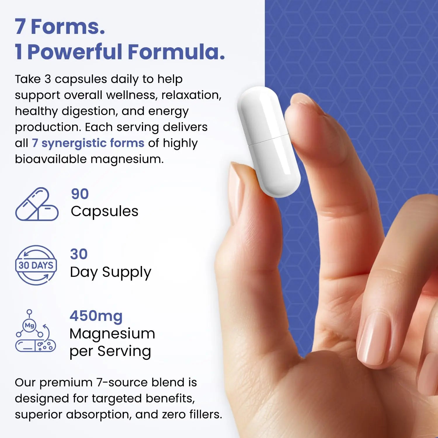 Magnesium Complex for Sleep, Relaxation, Digestion & Calm – Magnesium Glycinate, Citrate, Bisglycinate, Carbonate, Malate, Orotate, Taurate, + Humic/Fulvic for High Absorption - 90 ct. VITAMIZED Au supplements