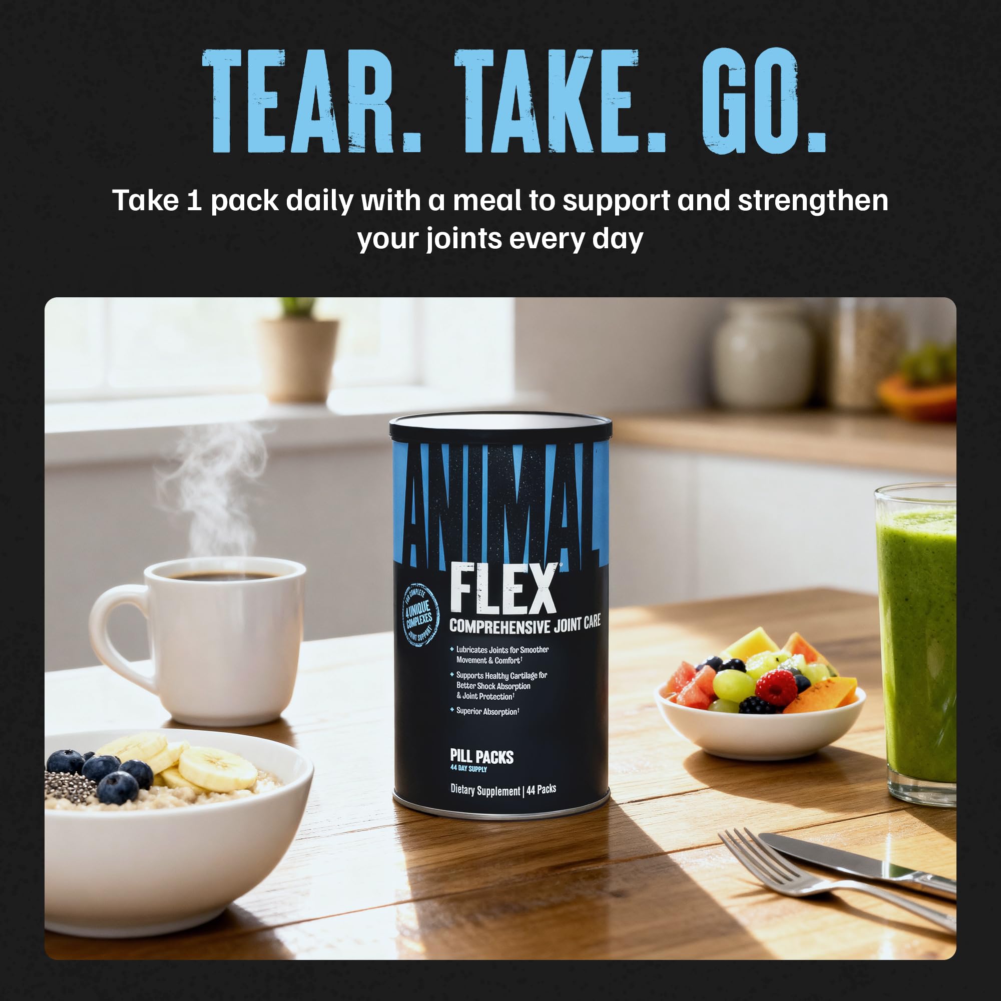 Animal Flex - Glucosamine Chondroitin Joint Supplement for Women and Men Discomfort with Turmeric, MSM, Boswellia for Cartilage, Joint Health, Muscles, Back, Knees, Shoulder, and Hip, 44 Packs Animal Au supplements