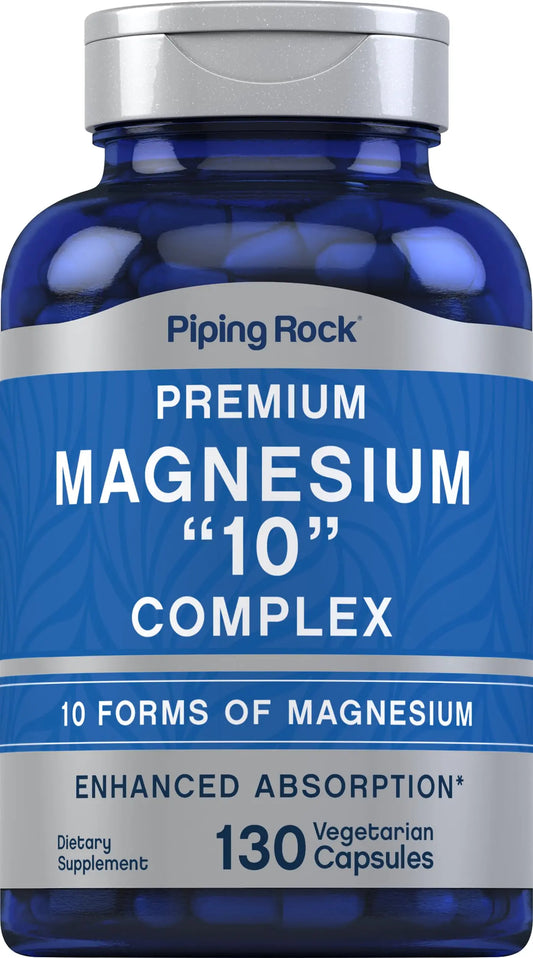 Piping Rock Magnesium 10 in One Complex | 130 Capsules | Supplement for Men and Women | Vegetarian, Non-GMO, Gluten Free Piping RockAu supplements