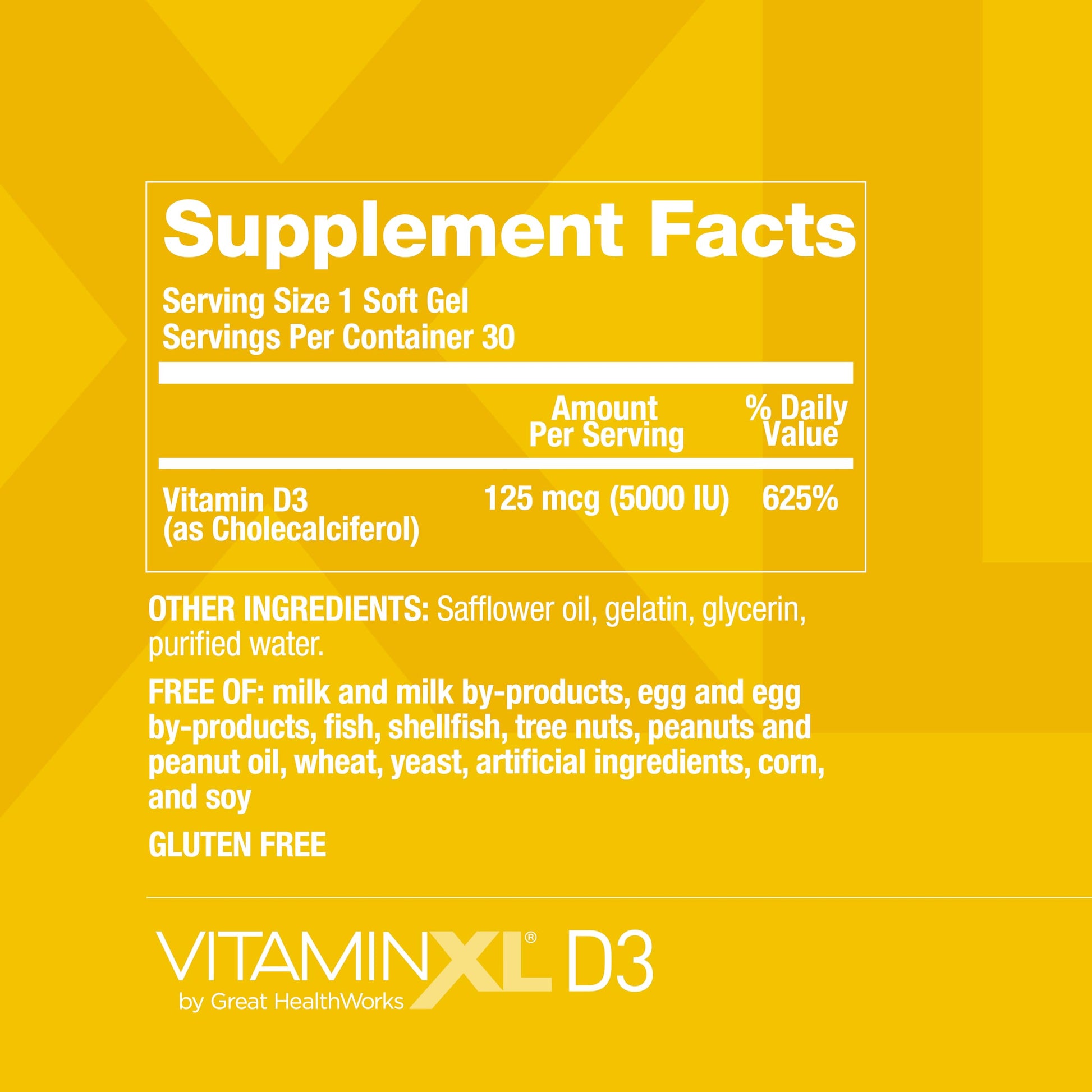 OmegaXL VitaminXL D3 High Potency Daily Vitamin D 5000 IU 125mcg Immune Support Supplement - Promotes Healthy Muscle Function & Strong Bones - Non-GMO, Gluten-Free - 30 Softgels OmegaXL Au supplements
