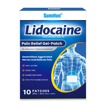 Sumifun 4% Lidocaine Pain Patches - Maximum OTC Strength Pain Relief for Lower Back Pain, Neck Sore, Joint Pain - Fast Acting & Long Lasting 8 Hours, 10 Counts Sumifun Au supplements