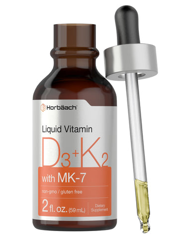 Horbäach Vitamin D3 + K2 Liquid Drops | with MK7 | 2 Fl Oz | Vegetarian | Non-GMO Horbäach Au supplements