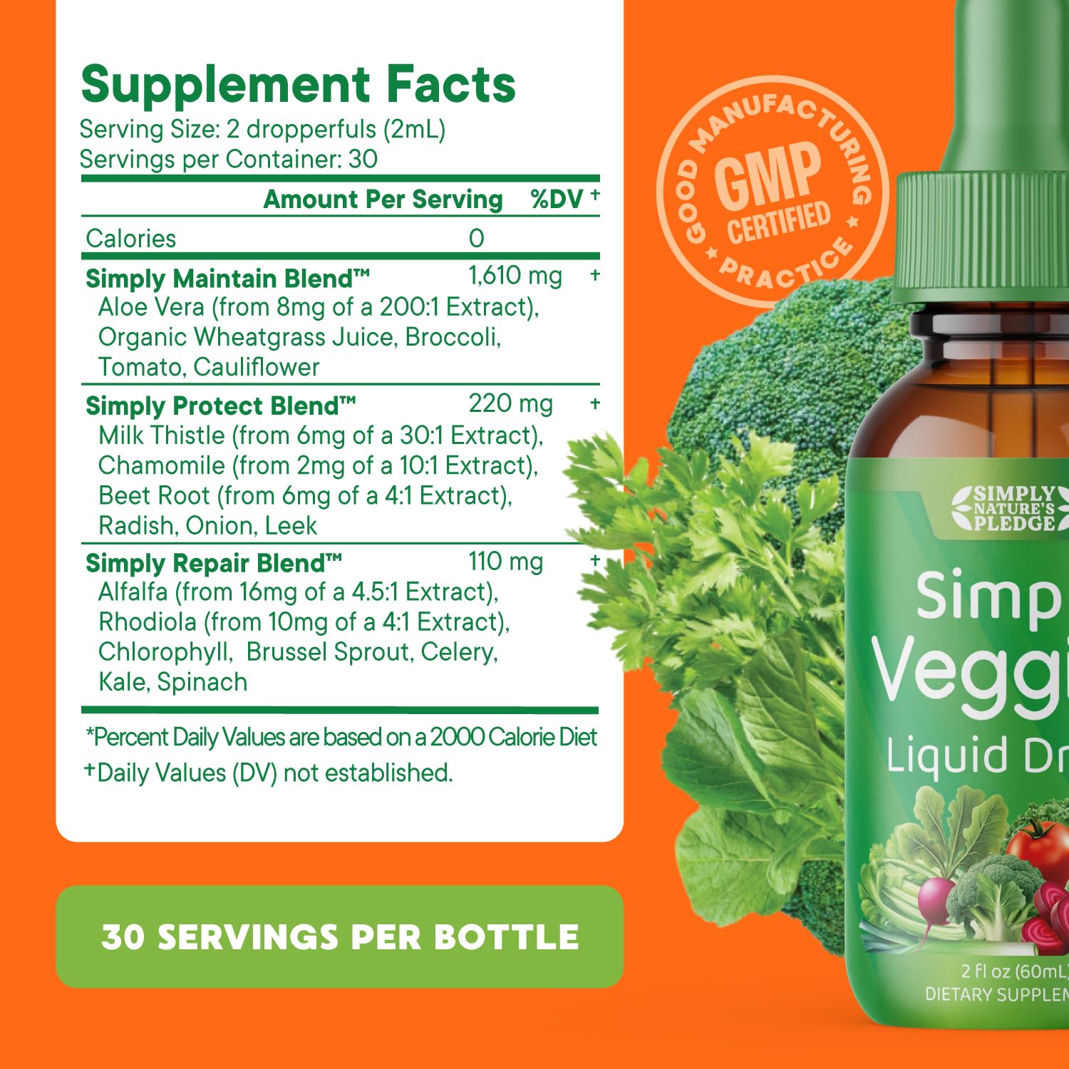 Simply Nature's Pledge - Fruit and Vegetable Supplements - Liquid Drops - Made with Whole Food Superfoods, Packed Vitamins & Minerals - Soy Free - Made in The USA Simply Nature's Pledge Au supplements