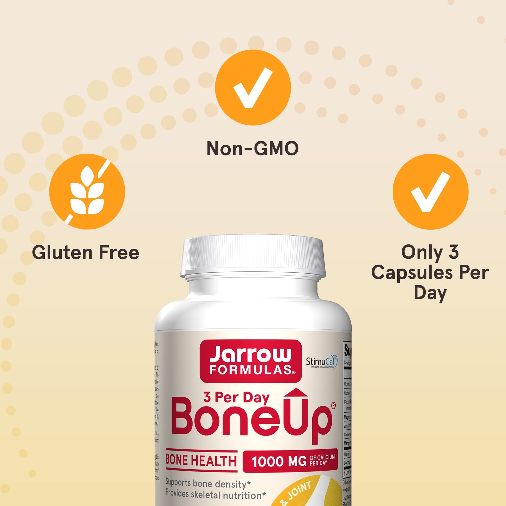 Jarrow Formulas BoneUp Three Per Day for Bone Density and Skeletal Nutrition, Includes Vitamin D3, K2 (as MK-7) and Calcium, 180 Capsules, 60 Day Supply Jarrow Formulas Au supplements