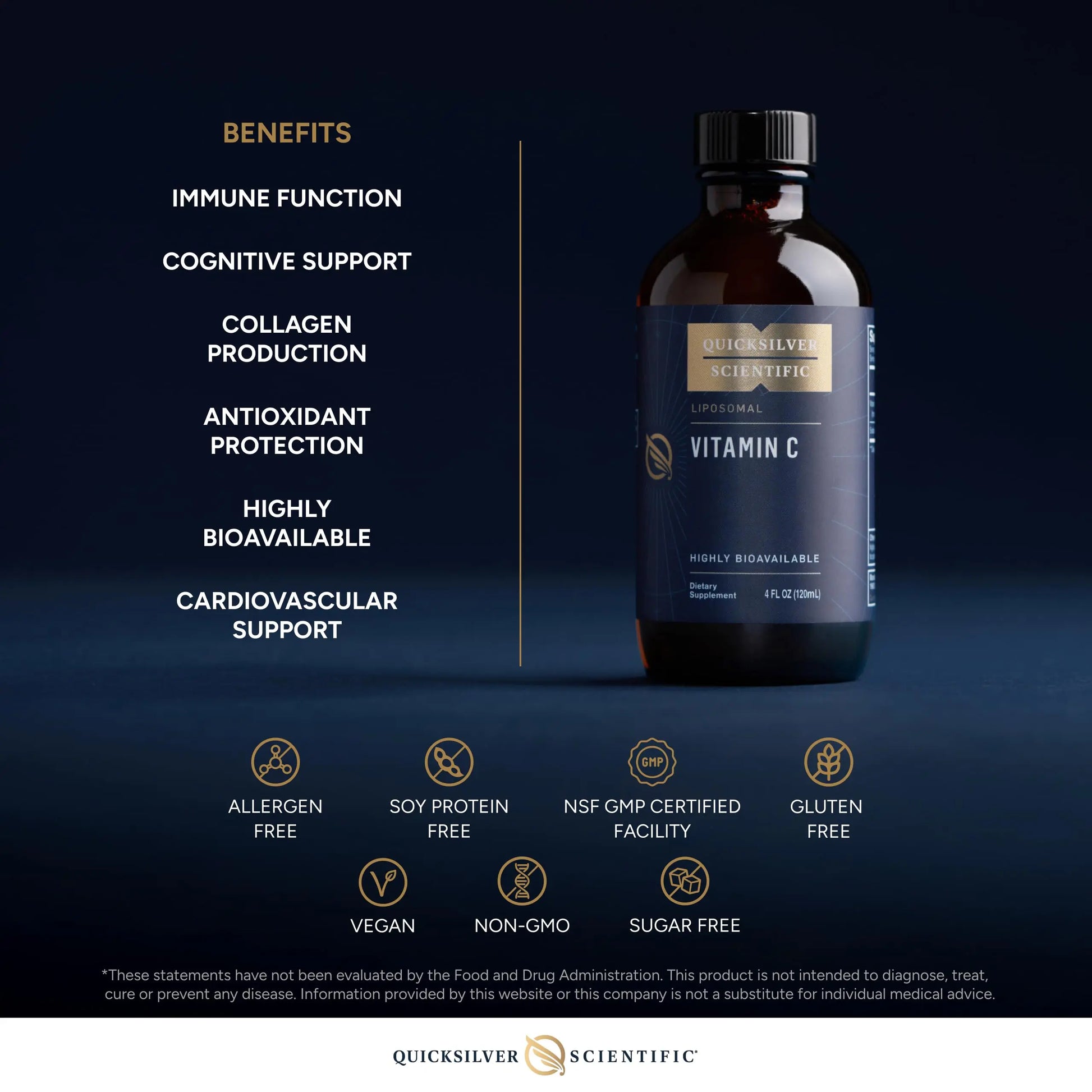 Quicksilver Scientific Liposomal Vitamin C - 1000mg Buffered Liquid Vitamin C Supplement - Immune + Antioxidant Support - Liposomes for Superior Absorption - Vegan + Non-GMO (4oz / 120ml) Quicksilver Scientific Au supplements