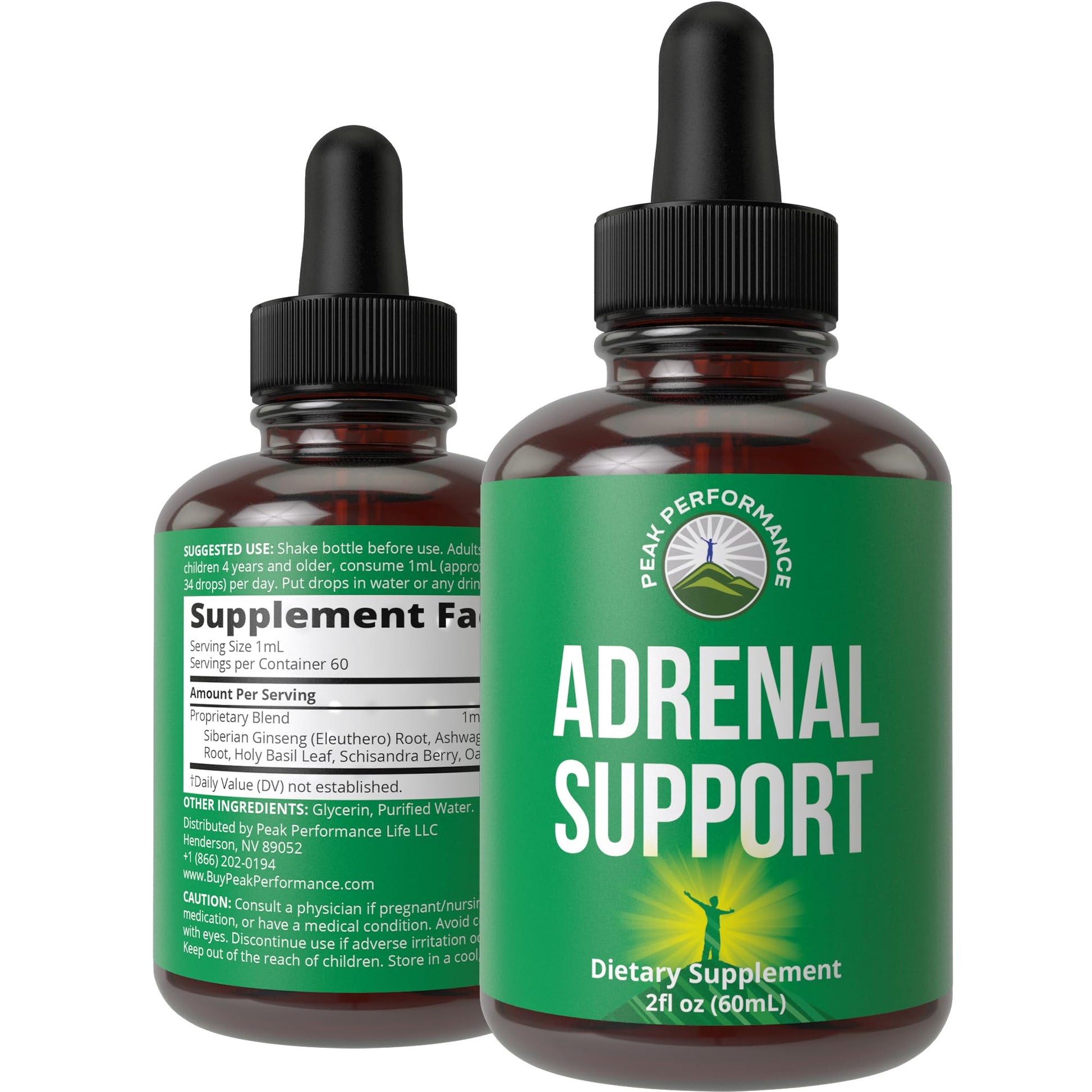 Peak Performance Adrenal Support Supplements to Restore Energy from Adrenal Fatigue. Liquid Drops Complex for Women and Men. Supports Healthy Cortisol Management. Supplement with Adaptogens Peak Performance Au supplements