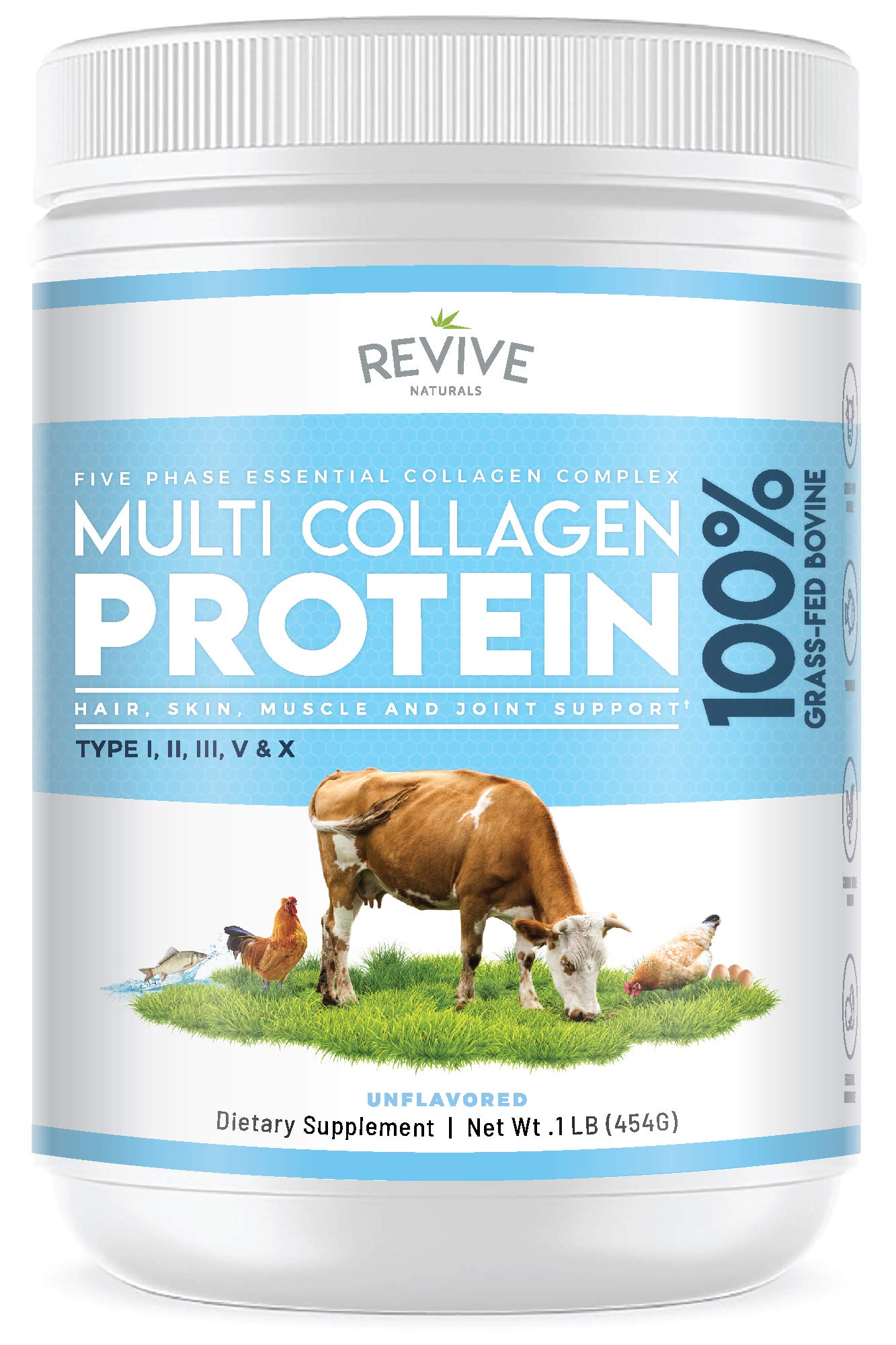 Revive Naturals Multi Collagen Hydrolyzed Protein Powder (16oz) - Types I, II, III, V & X Revive Naturals Au supplements