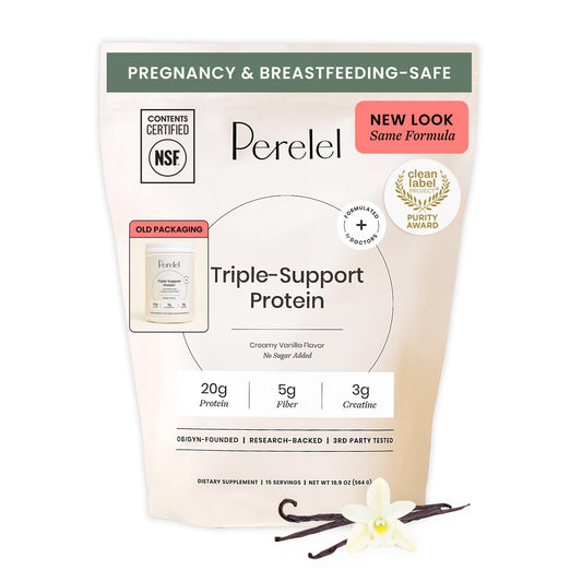 Perelel Triple-Support Plant Based Protein Powder, Creamy Vanilla, 20g Vegan Protein Powder, 3g Creatine Monohydrate, & 5g Prebiotic Fiber per Serving, Dairy Free, PerelelUS supplements