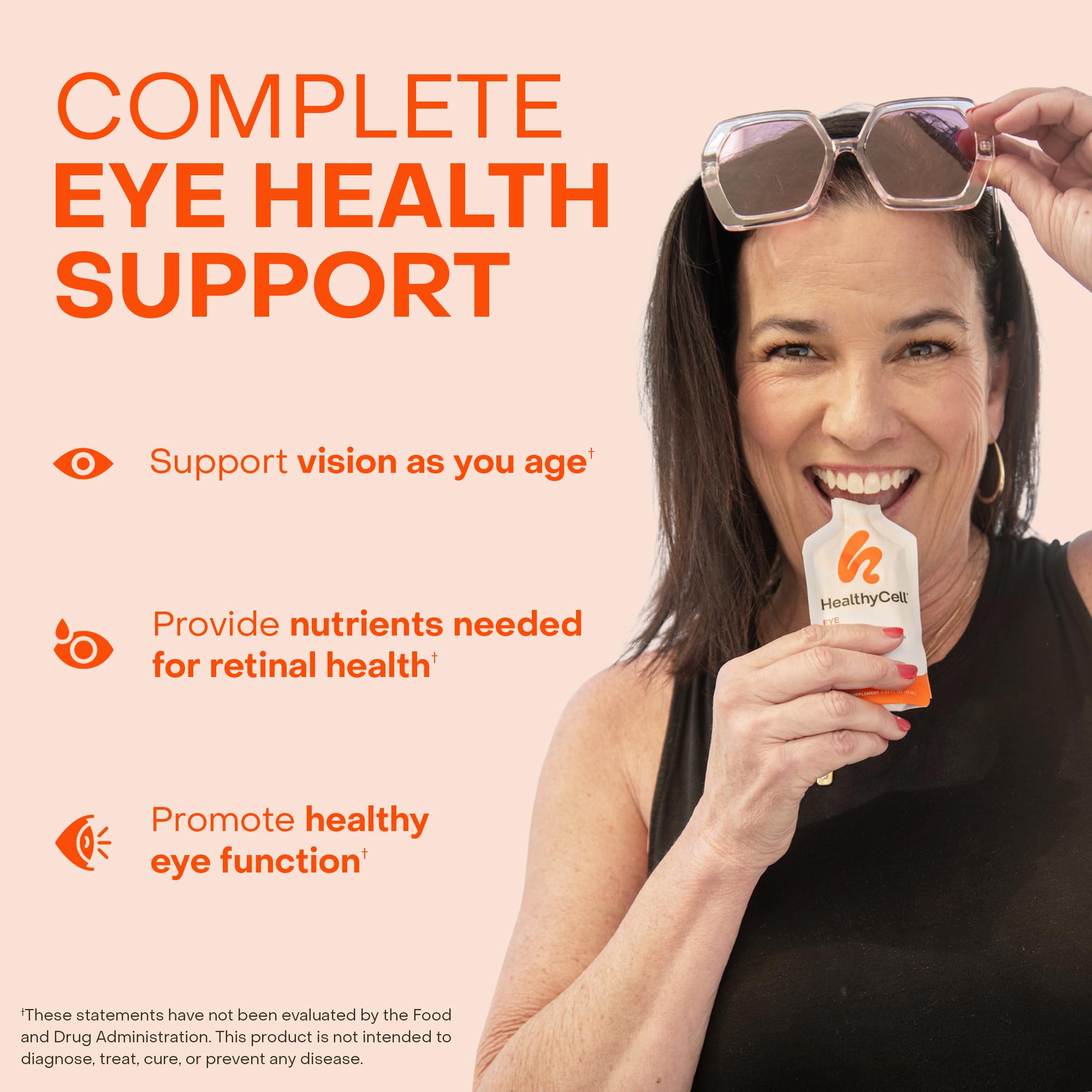 Healthycell Eye Health Daily Liquid Supplement - Eye Vitamins & Minerals with Lutein, Zeaxanthin, Astaxanthin & Beta Carotene for Sight Care & Macular Support - 30 Gel Packs Healthycell Au supplements