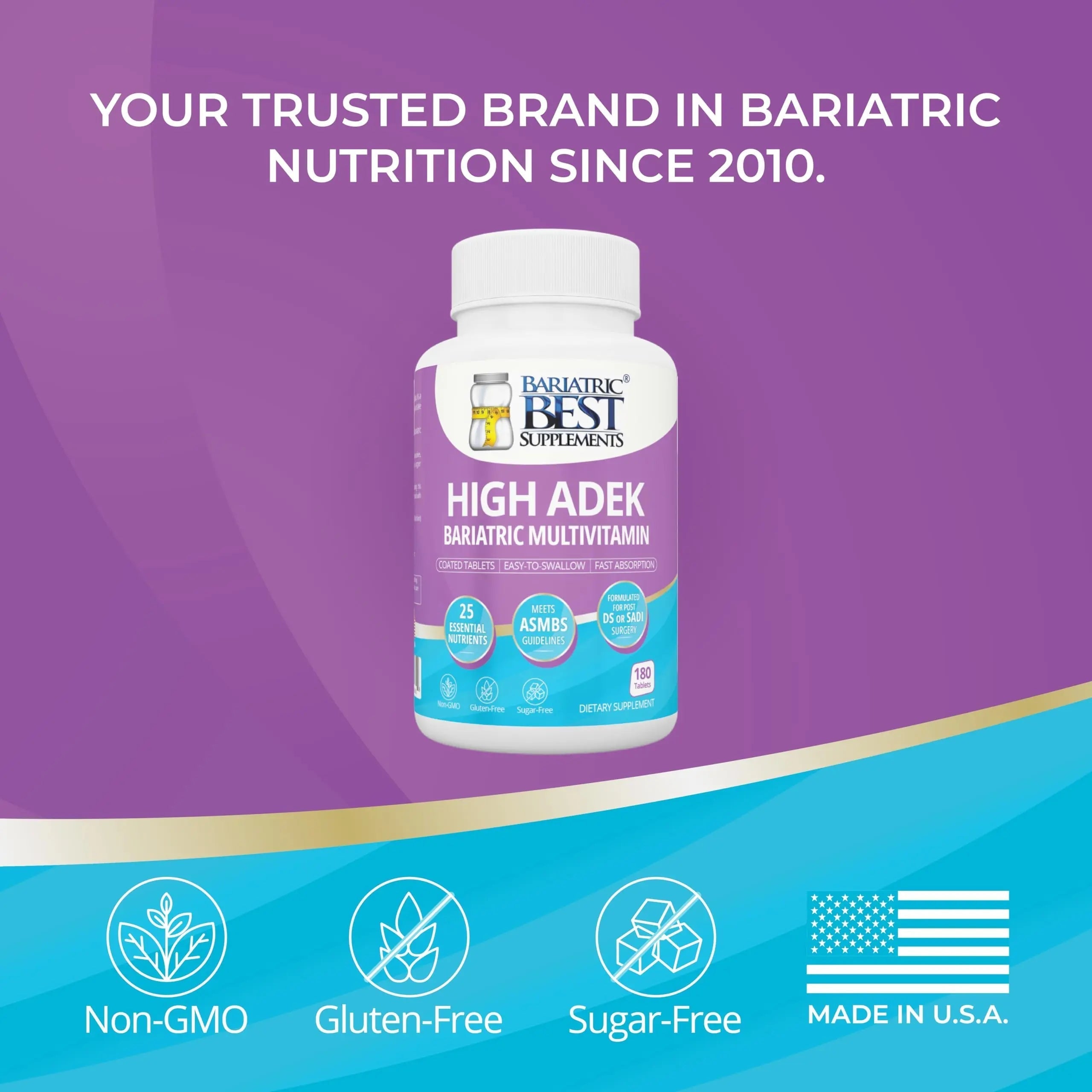High A D E K Bariatric Multivitamin for Post DS/SADI Surgery, 25 Essential Nutrients for Post-Weight Loss Surgery, 180 Tablets Bariatric Best Supplements Au supplements