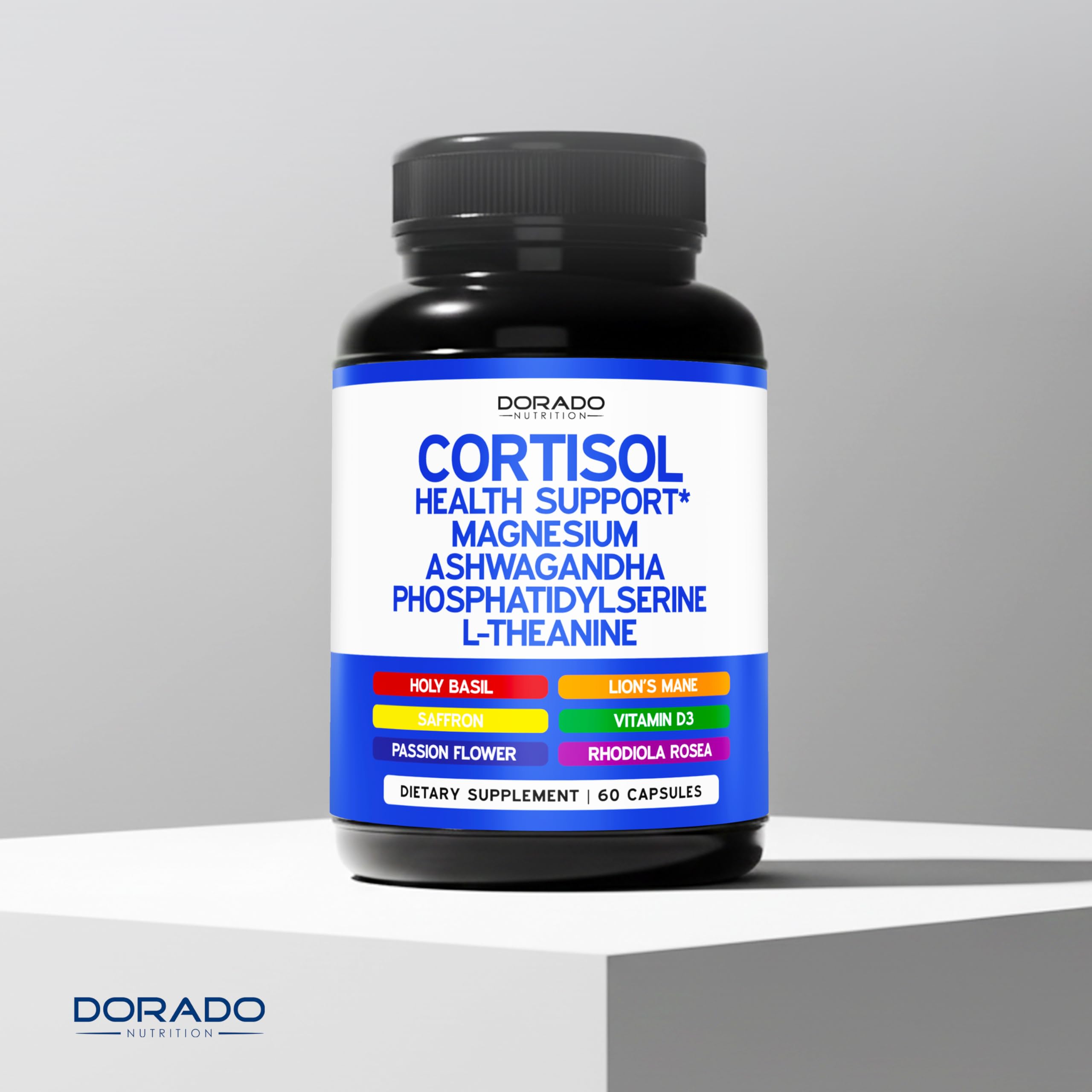 Cortisol Supplements for Women & Men with 14 in1 Blend (Magnesium, Ashwagandha, L Theanine & More) Healthy Cortisol Balance & Calm Mood Support - Third Party Tested, Non GMO, USA Made - 60 Count DORADO NUTRITION Au supplements