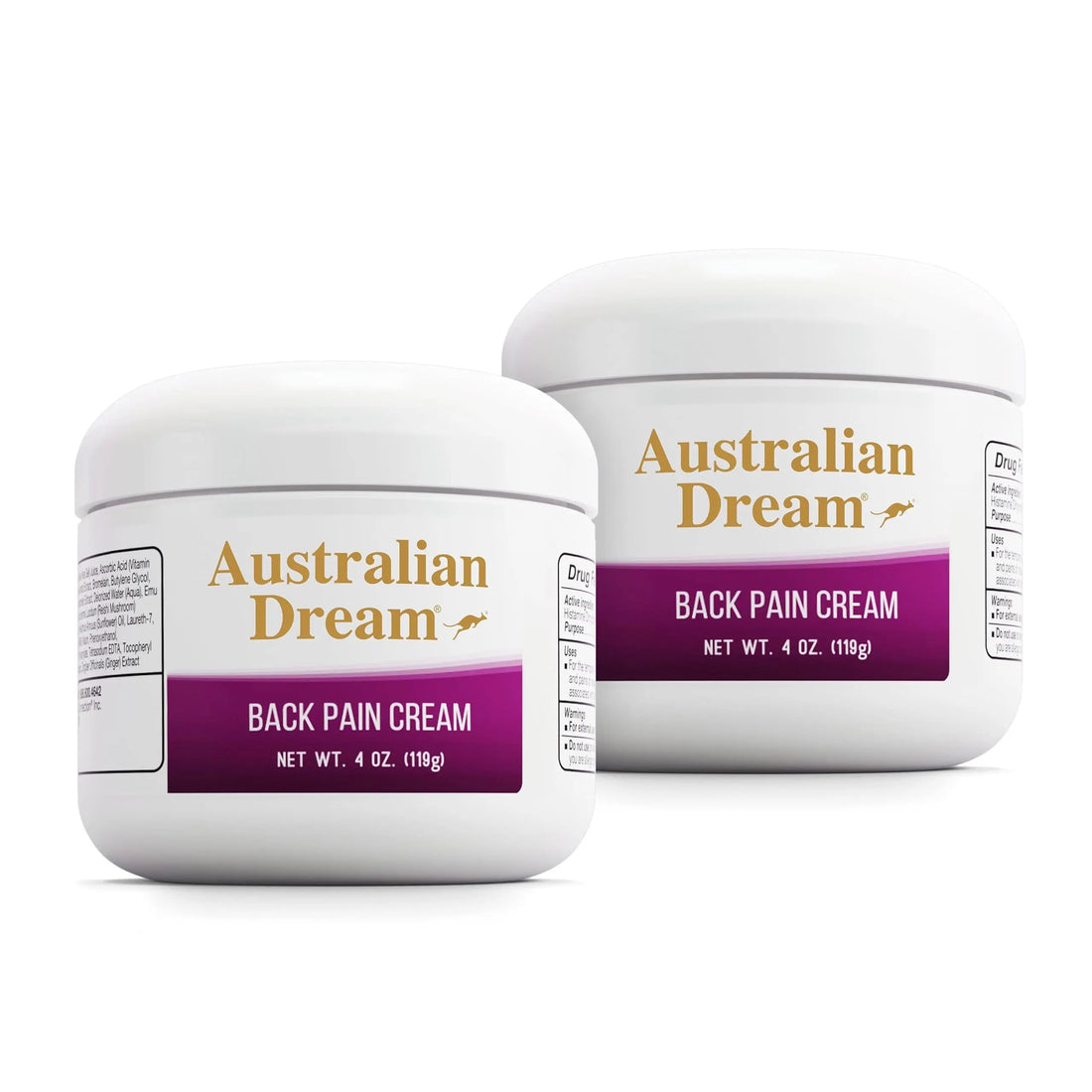 Australian Dream Back Pain Cream - Soothing, Non-Greasy Muscle Pain Relief Cream - Good for Neck, Back, Body, or Muscle Aches - 4 oz Jars (2 Pack) Australian Dream uk supplements