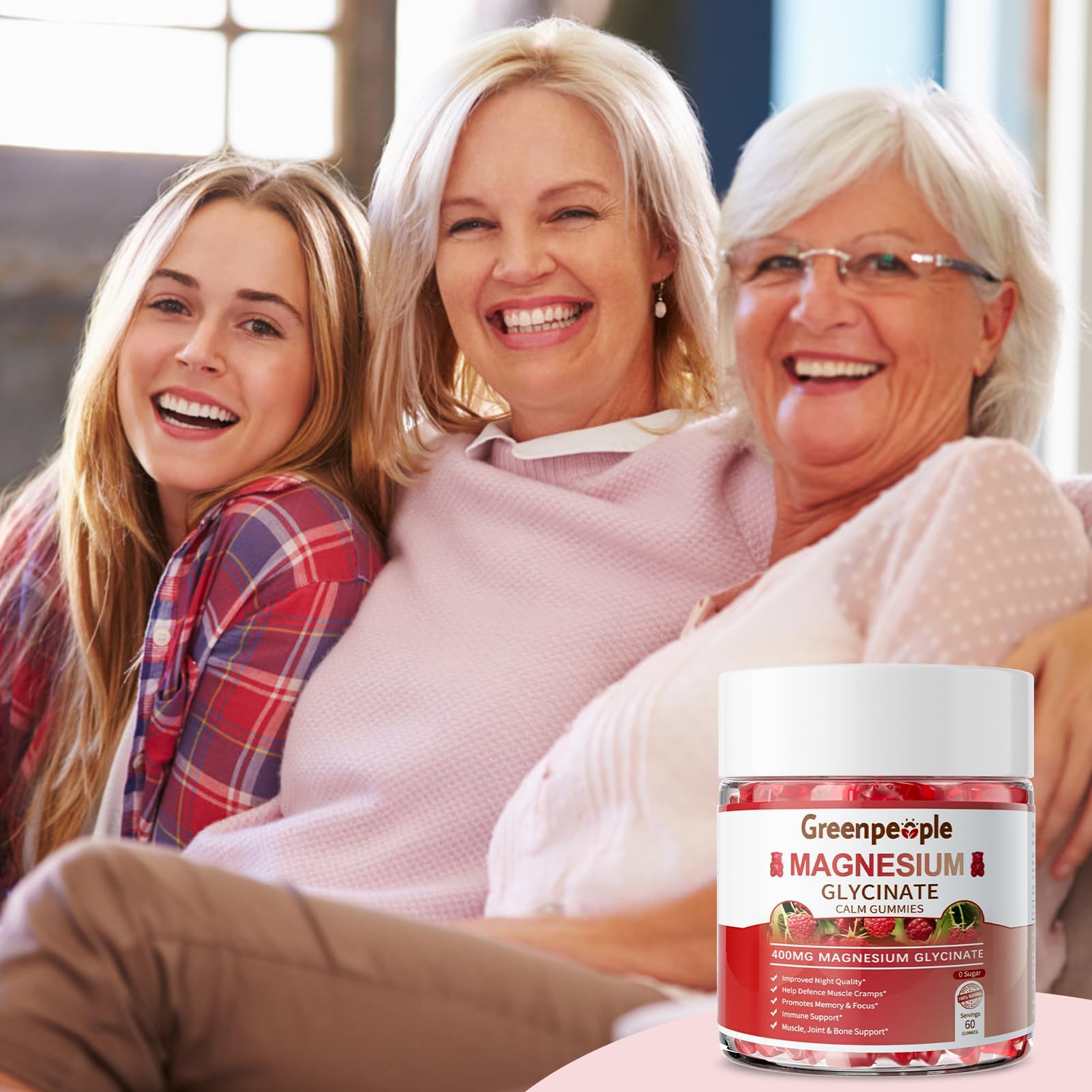 GREENPEOPLE Magnesium Glycinate Gummies 400mg - Sugar Free Magnesium Supplement with Magnesio Citrate, Vitamin D, and B6 for Calm Support & Sleep for Adults - High Absorption - Raspberry Gummies GREENPEOPLE Au supplements