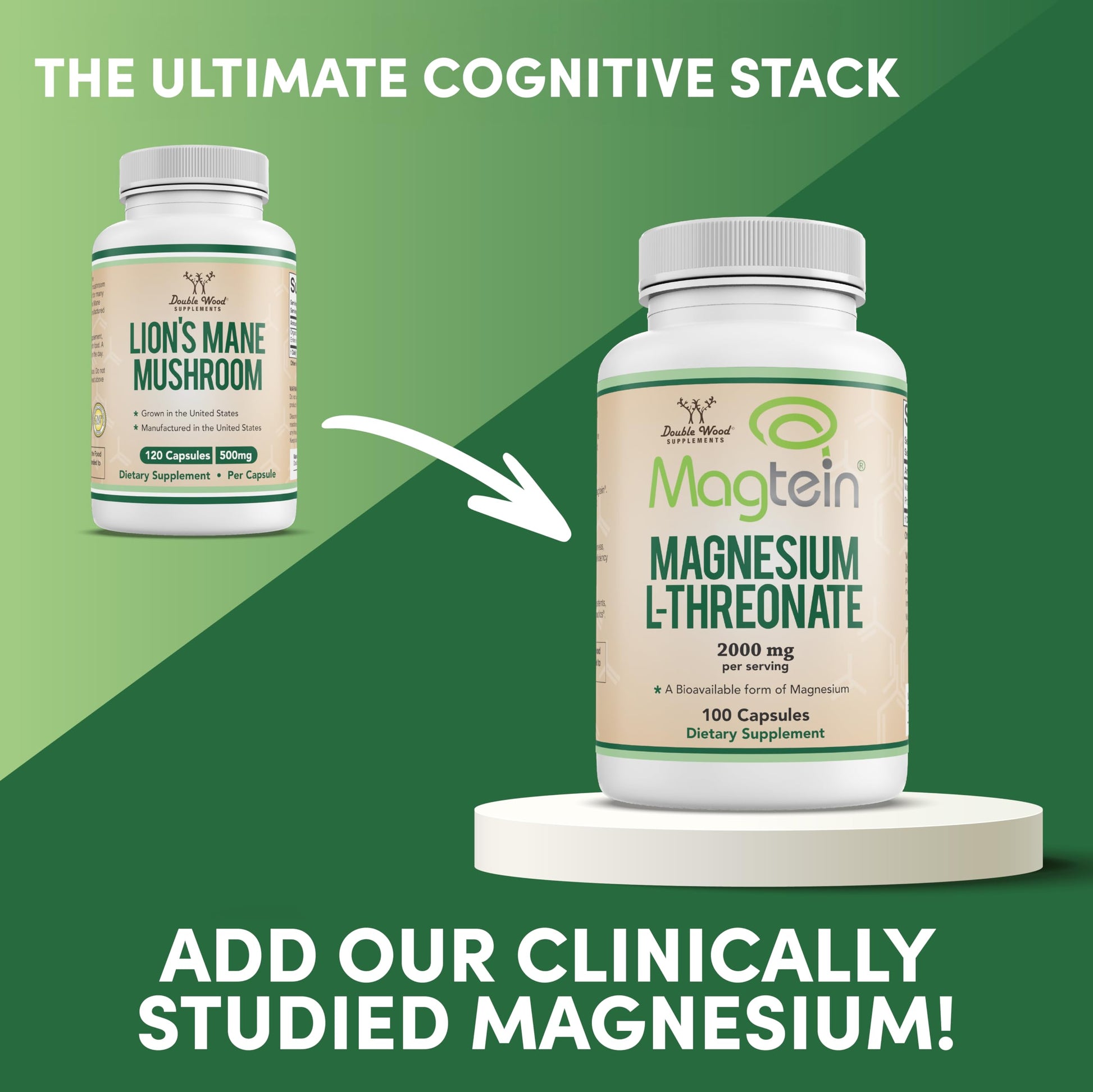 Lions Mane Supplement Mushroom Capsules (Two Month Supply - 120 Count) for Brain Double Wood Supplements Au supplements