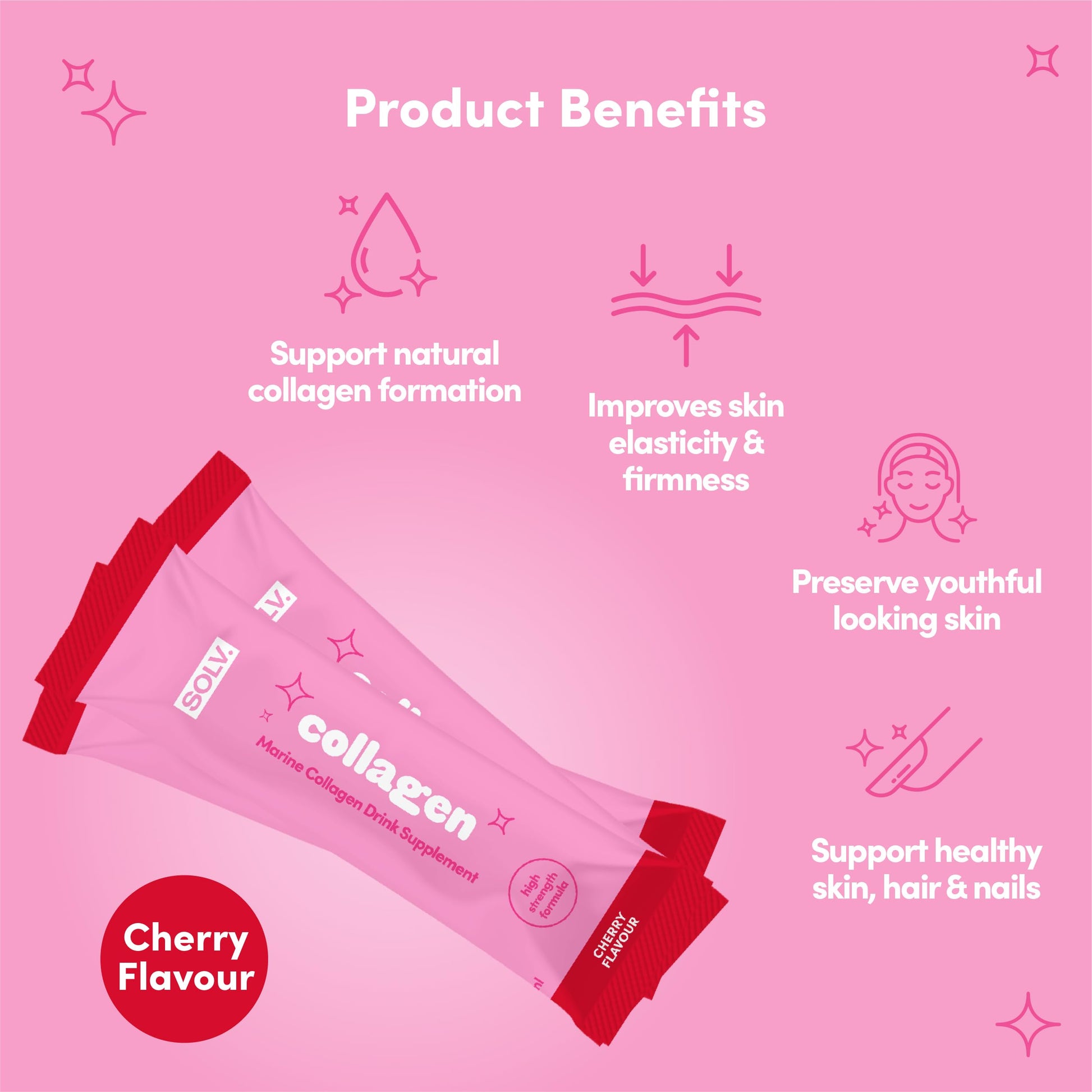 Solv Liquid 8000mg Marine Collagen Peptide Beauty Supplement Gel 14x15ml Sachets High Strength Great Tasting VIT C Biotin SOLV Au supplements