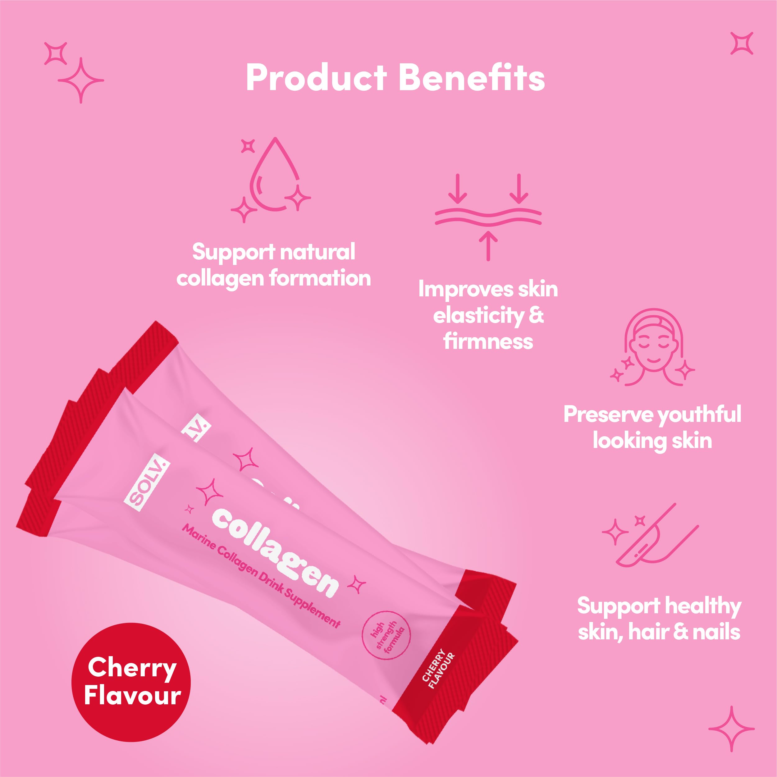 Solv Liquid 8000mg Marine Collagen Peptide Beauty Supplement Gel 14x15ml Sachets High Strength Great Tasting VIT C Biotin SOLV Au supplements
