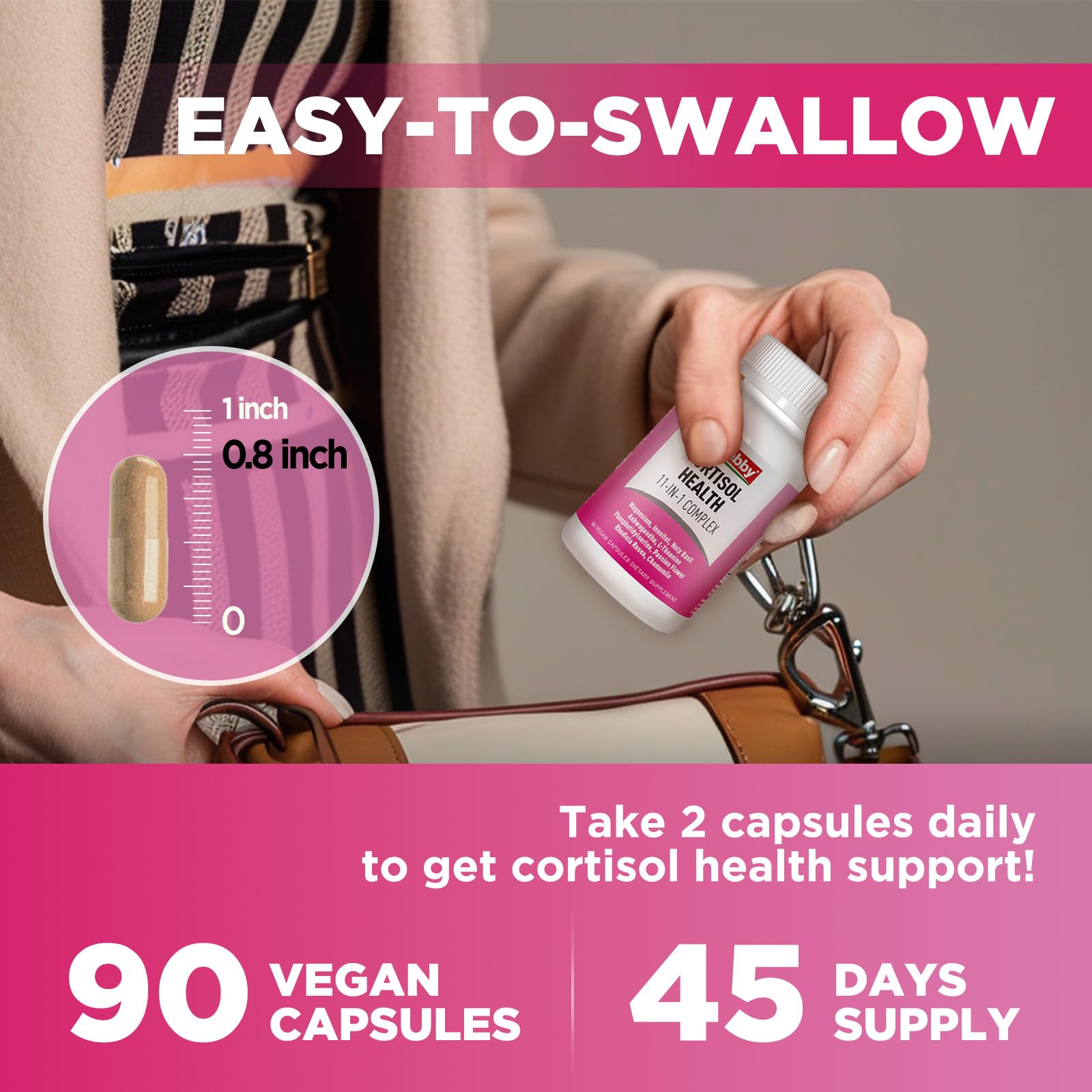 GREABBY Cortisol Supplements for Women, 11-in-1 Formula with Ashwagandha, L-Theanine, Phosphatidylserine and More, Lower Cortisol Health Support, 90 Vegan Capsules GREABBY Au supplements