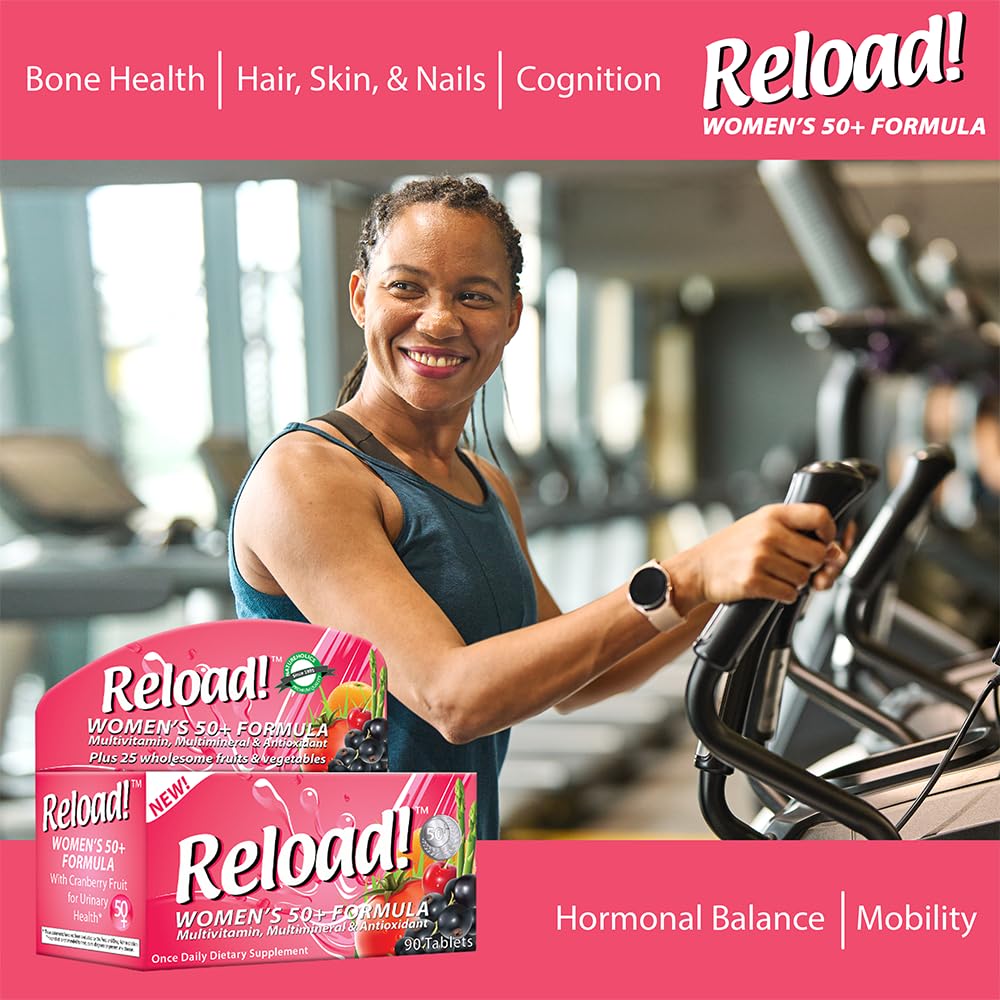 Reload! Women’s 50+ Multivitamin, Multimineral & Antioxidant – with Resveratrol, Acai, Lutein, Cranberry, Pomegranate & 25 Fruits & Vegetables – Once Daily Tablets – 30 Count Reload! Au supplements