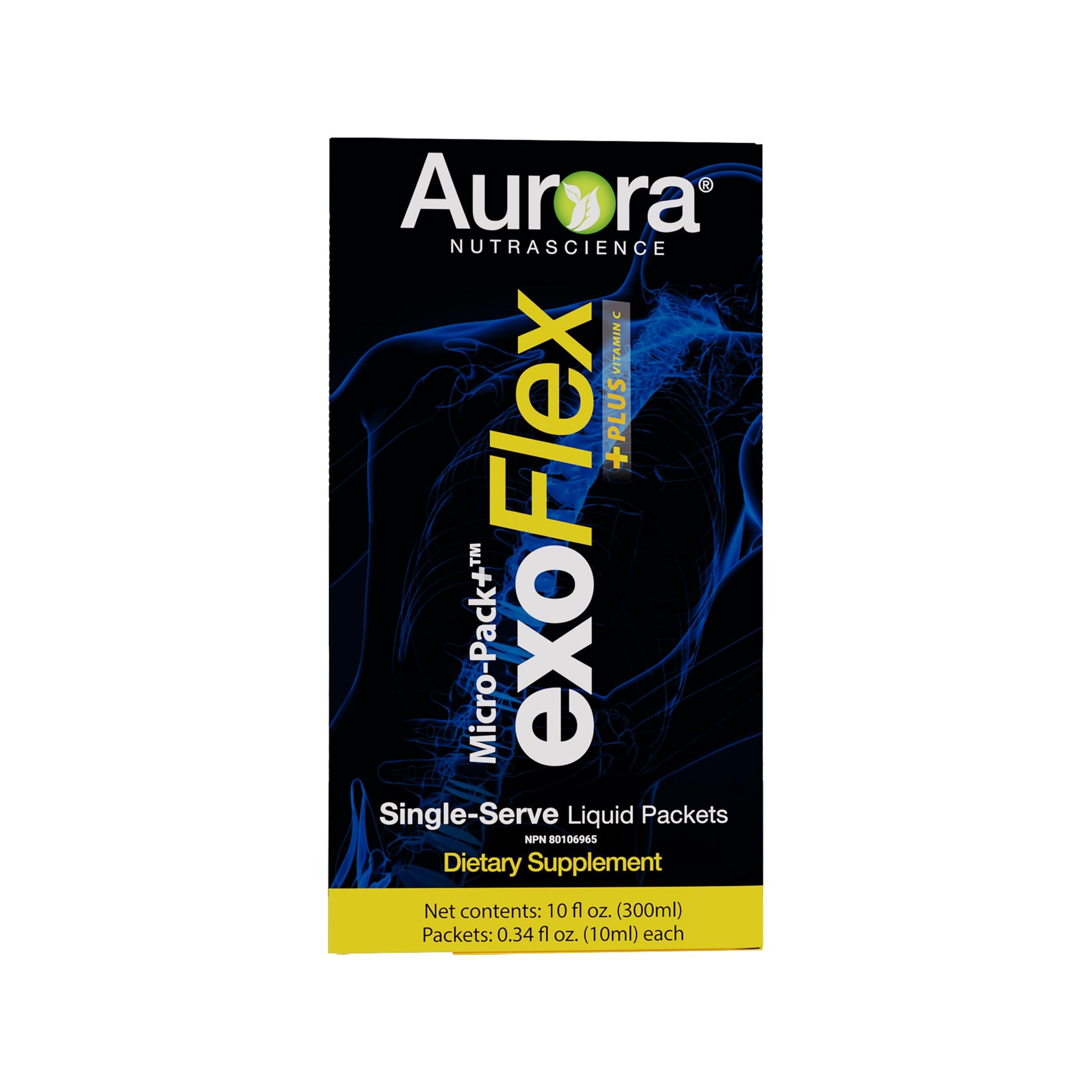 Aurora Nutrascience Micro-Pack Liposomal exoFlex+ - Liquid Vitamin C Supplement, Eggshell Membrane with BiovaFlex, Curcumin, & Boswellia, for Men & Women - 30 Single-Serve Packets Aurora Nutrascience Au supplements