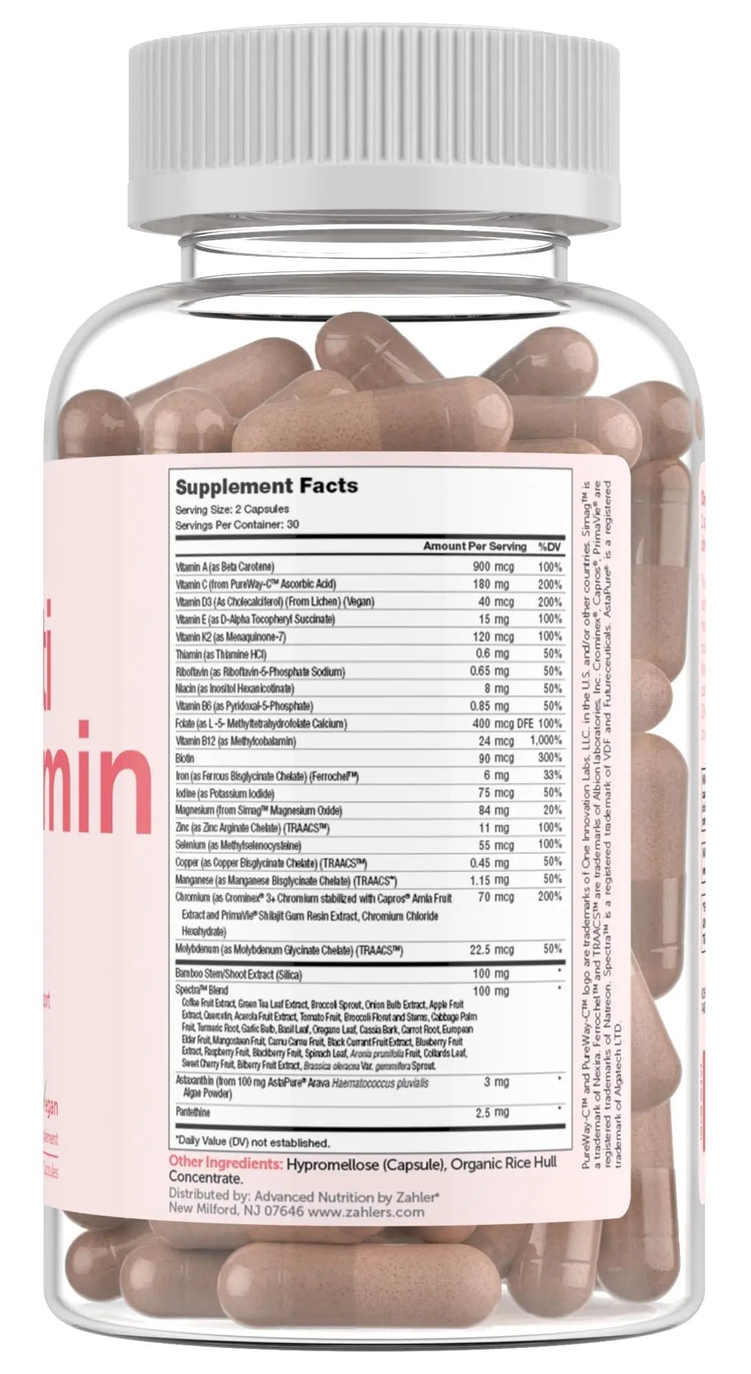 Zahler Multivitamin Beauty + Skin Hair and Nails Support, Multivitamin for Women and Men with Iron, Certified Kosher, 60 Capsules Zahler Au supplements