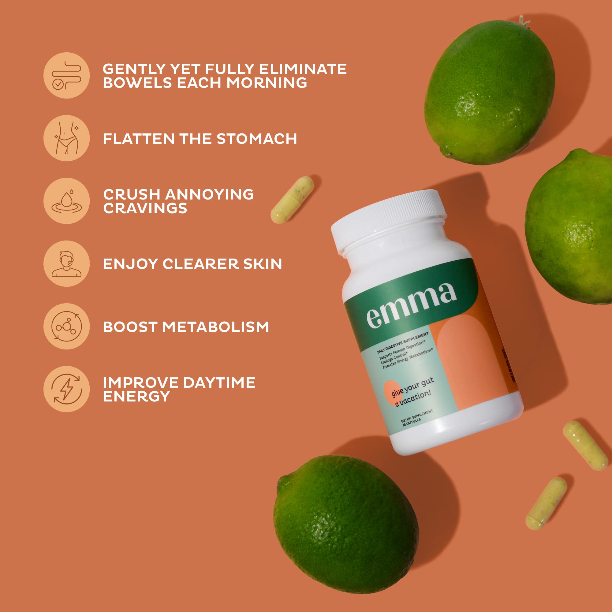 Emma Gut Health - Gas and Bloating Relief, Constipation, Leaky Gut Repair - Gut Cleanse Emma Au supplements