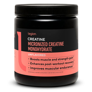 LEGION Micronized Creatine Monohydrate Supplement - Clean Creatine Powder for Muscle Gain & Post Workout Recovery - Micronized Creatine Supplement for Maximum Absorption (60 Servings, Unflavored) LEGION Au supplements