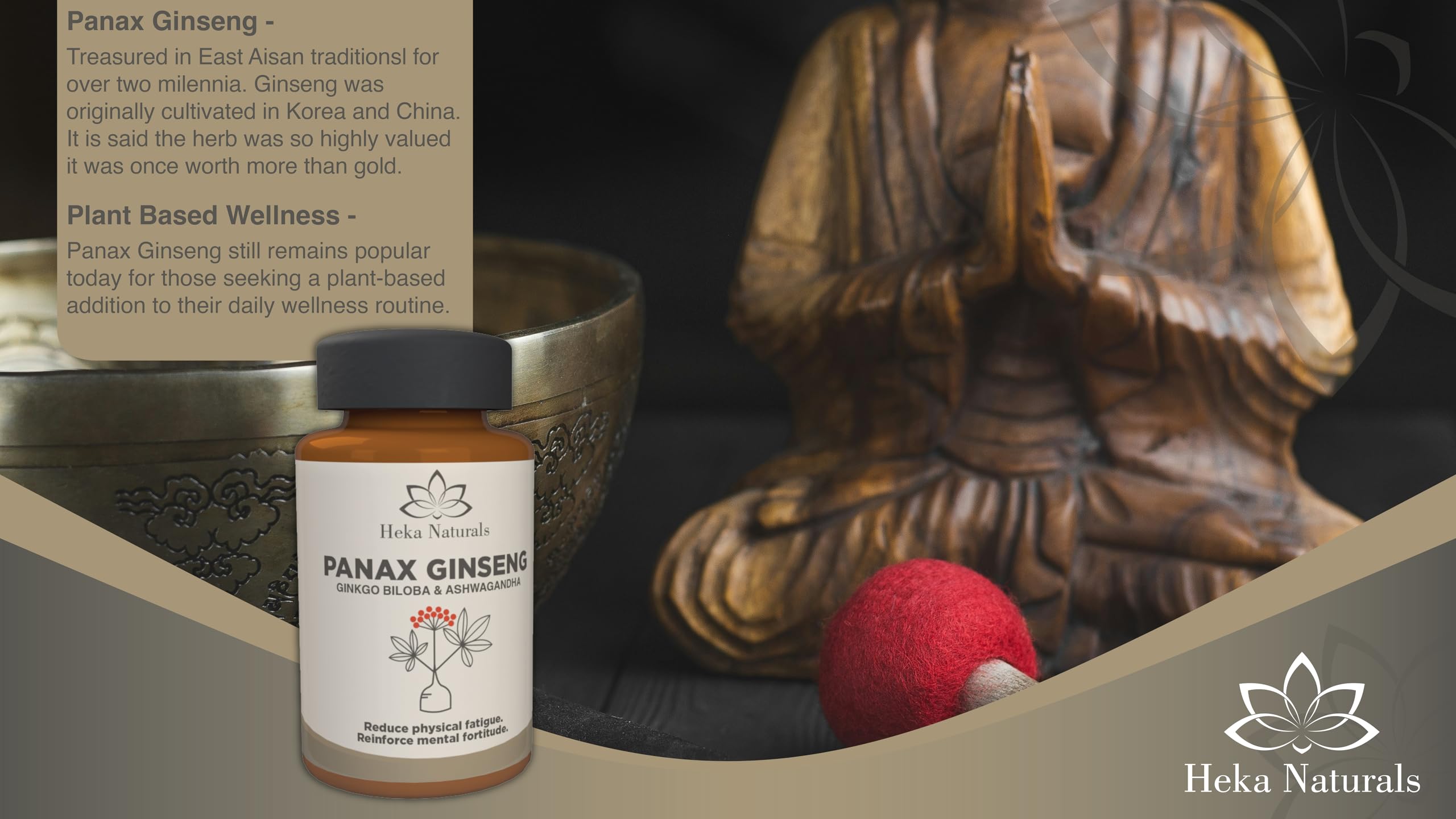 Heka Naturals Panax Ginseng Complex | 90 Capsules with Korean Ginseng, Ginkgo Biloba, Ashwagandha, Beetroot & Green Tea, Botanical Blend with Herbal Ingredients for Balanced | Food Supplement Heka Naturals Au supplements