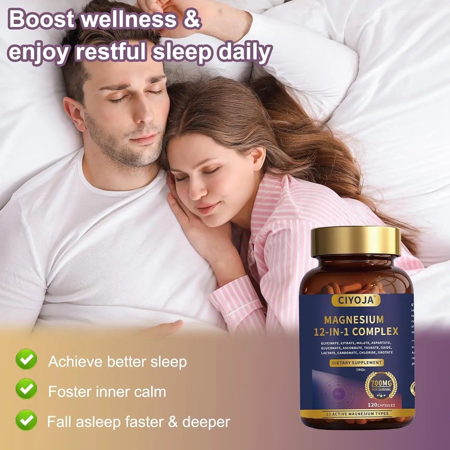 12 in 1 Magnesium Complex 700mg: Magnesium Supplement with Glycinate, Citrate, Malate, Taurate, High Absorption Magnesium for Sleep, Muscle Recovery, Nerve & Heart Support, Vegan, 120 Capsules CIYOJA Au supplements