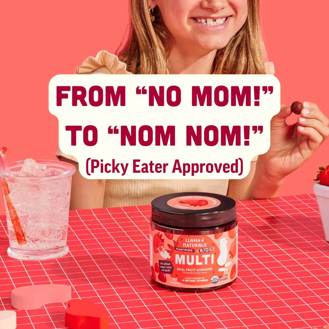 Llama Naturals Kids Multivitamin Gummies | Real Fruit, No Added Sugar Cane | Organic Vegan Toddler Whole Food Vitamins | Llama Naturals Au supplements