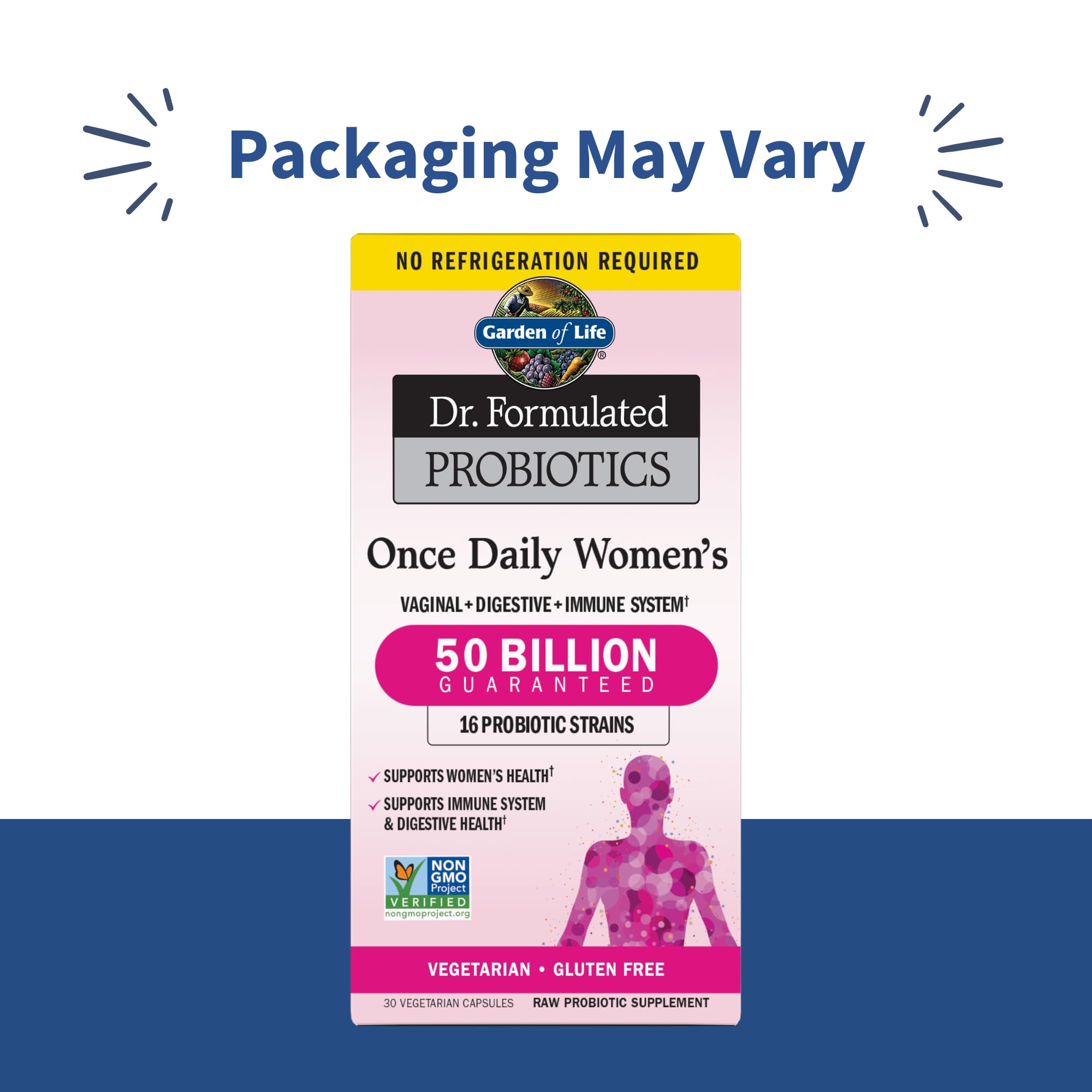 Garden of Life Once Daily Dr. Formulated Probiotics for Women 50 Billion CFU 16 Probiotic Strains with Organic Prebiotics for Digestive, Vaginal & Immune Health, Dairy Free, Shelf Stable 30 Capsules Garden of Life Au supplements