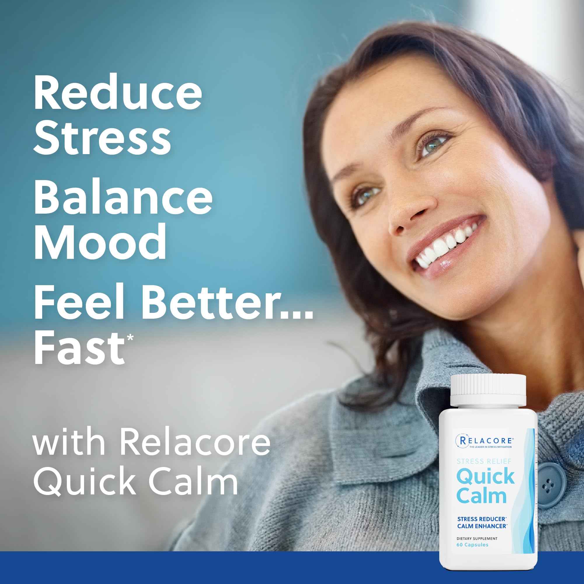 Relacore Quick Calm Mood Support Supplement with Ashwagandha, L-Theanine, Rapid Stress Relief and Relaxation – Cortisol Supplement - 60 ct Relacore Au supplements