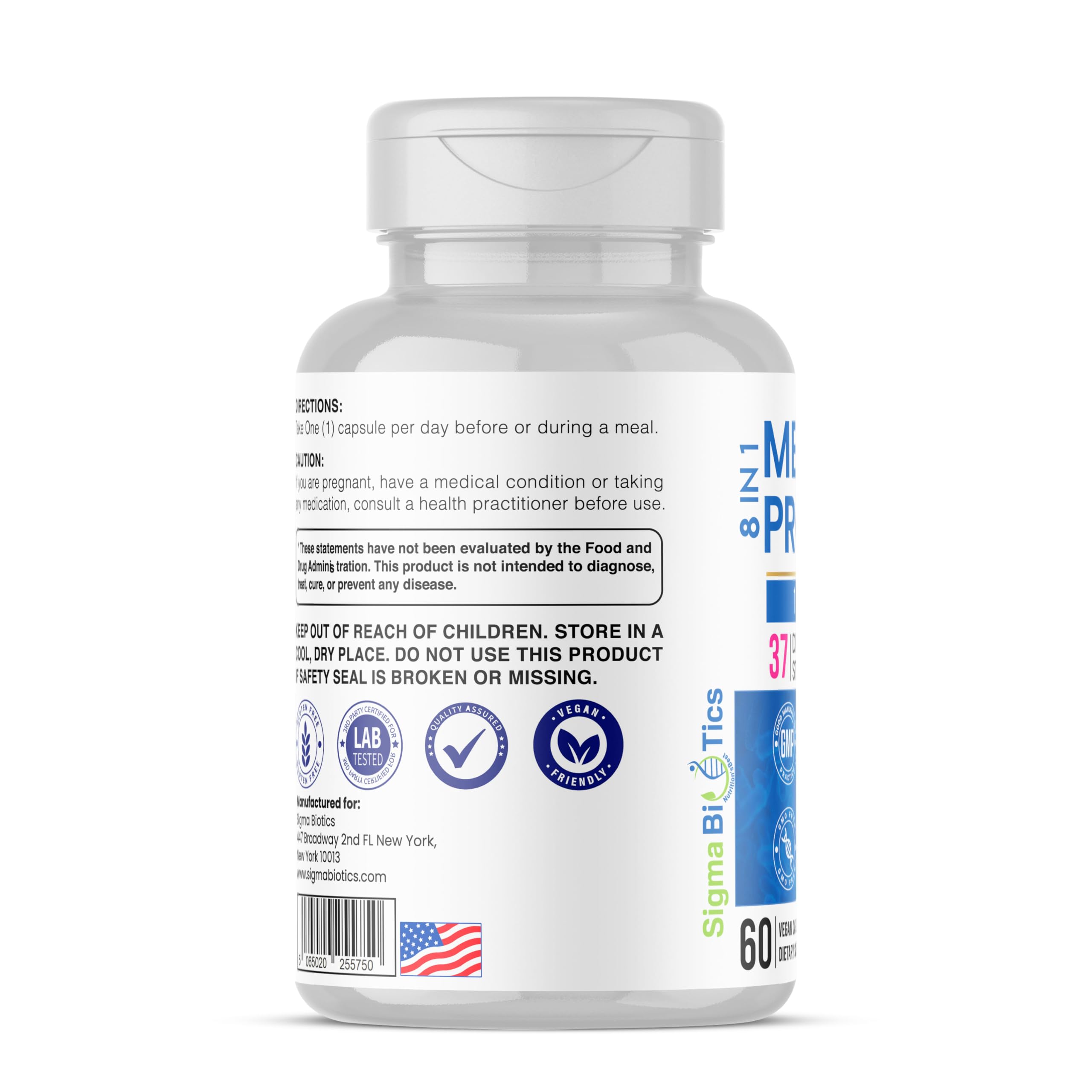 Probiotics for Men - 150 Billion CFU Acidophilus Capsules with Prebiotics & Postbiotics - Supports Gut Microbiome, Colon & Immune Health - 37 Strains with Digestive Enzymes - 60 Vegan Capsules SigmaBiotics Au supplements