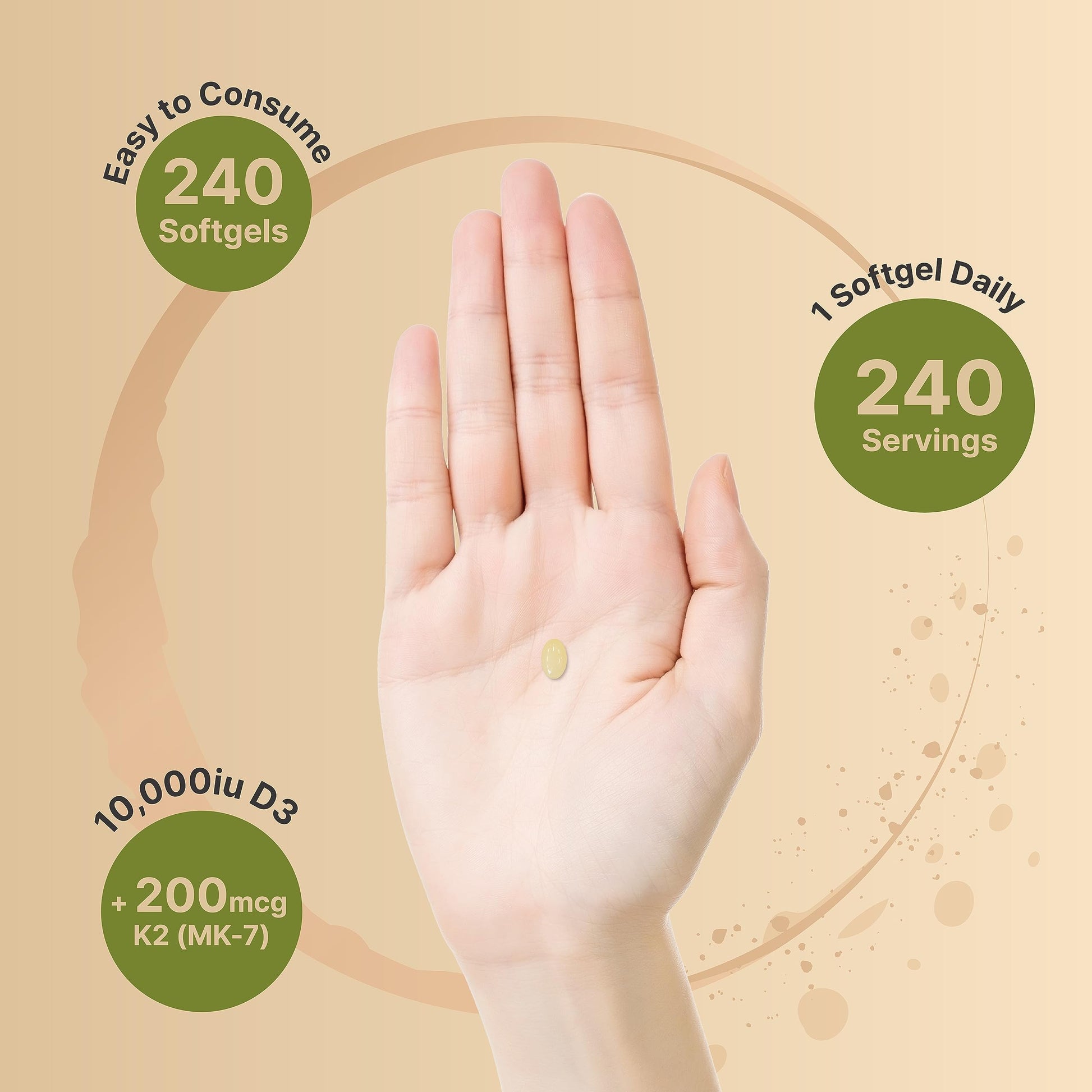 NatureBell Vitamin D3 K2 (10,000 IU Vitamin D + 200mcg Vitamin K MK-7) 240 Softgels NatureBell Au supplements