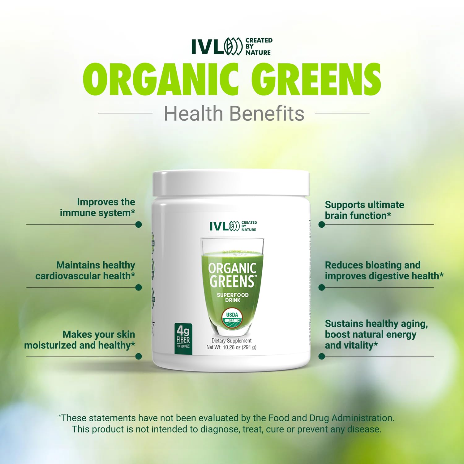 IVL - Organic Greens - Organic Superfood Drink - Loaded with Antioxidants, Micronutrients, Prebiotics & Probiotics - for Immune Support, Digestive Health - Great Taste (1 Pack, 30 Servings) IVL Au supplements