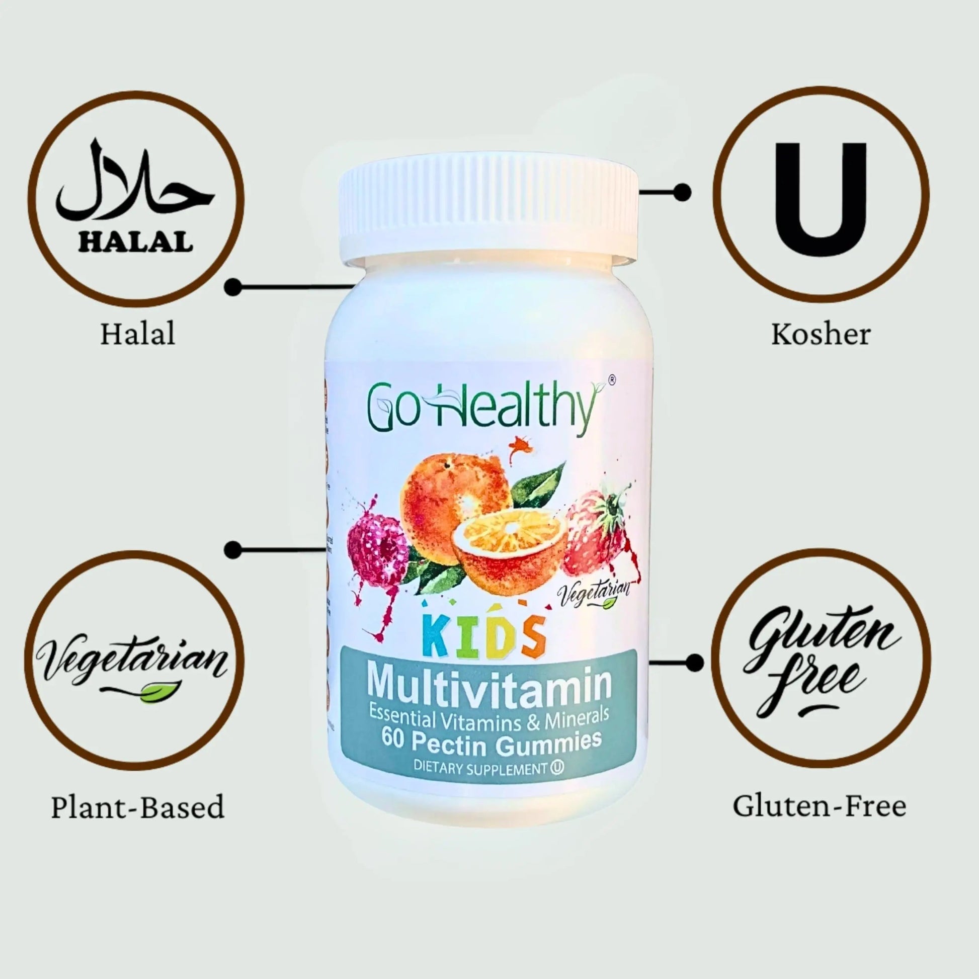 Go Healthy Kids Multivitamin Gummies, Immune Support, Kids Vitamin Gummies, Kosher Kid Vitamin, Halal Go Healthy Natural Au supplements