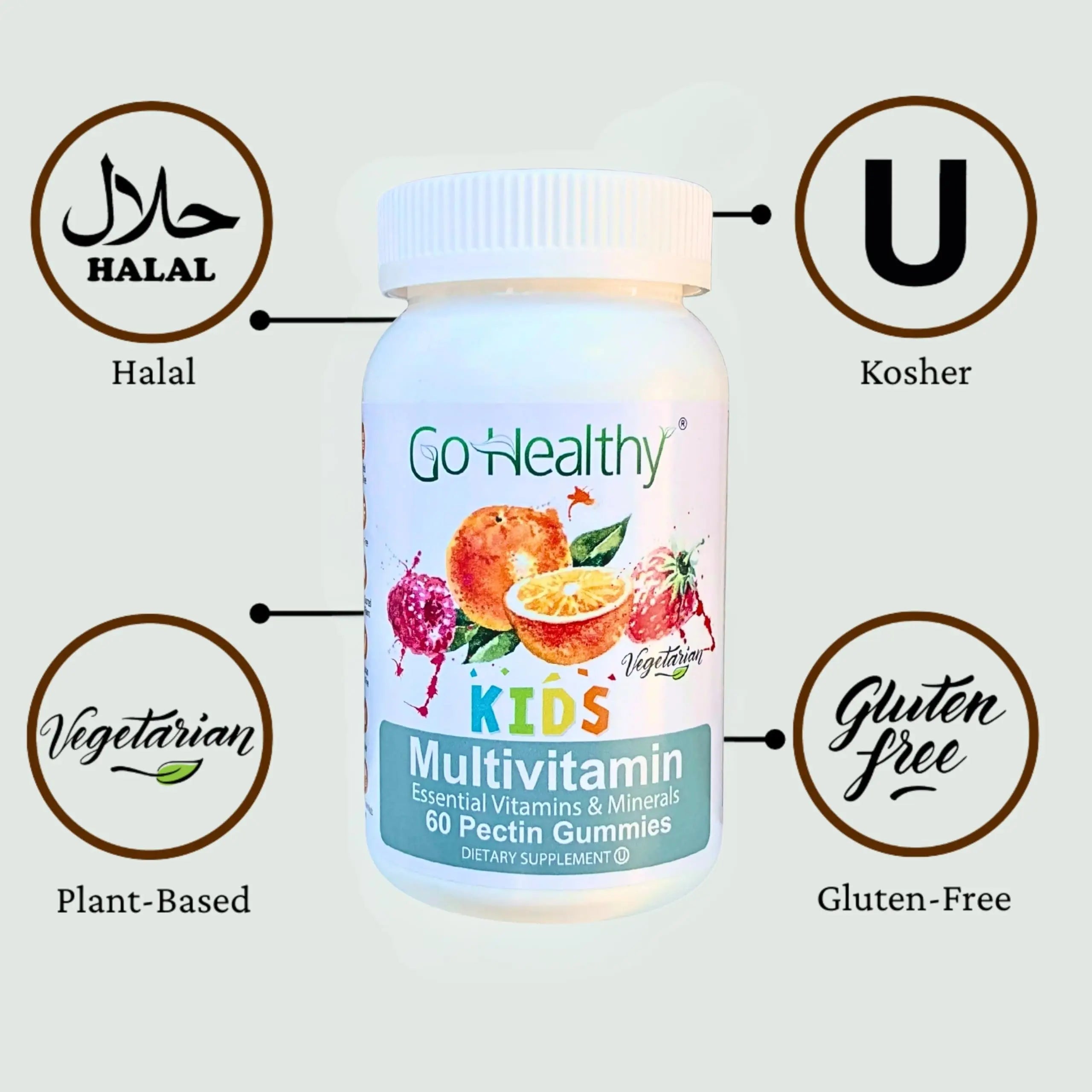 Go Healthy Kids Multivitamin Gummies, Immune Support, Kids Vitamin Gummies, Kosher Kid Vitamin, Halal Go Healthy Natural Au supplements