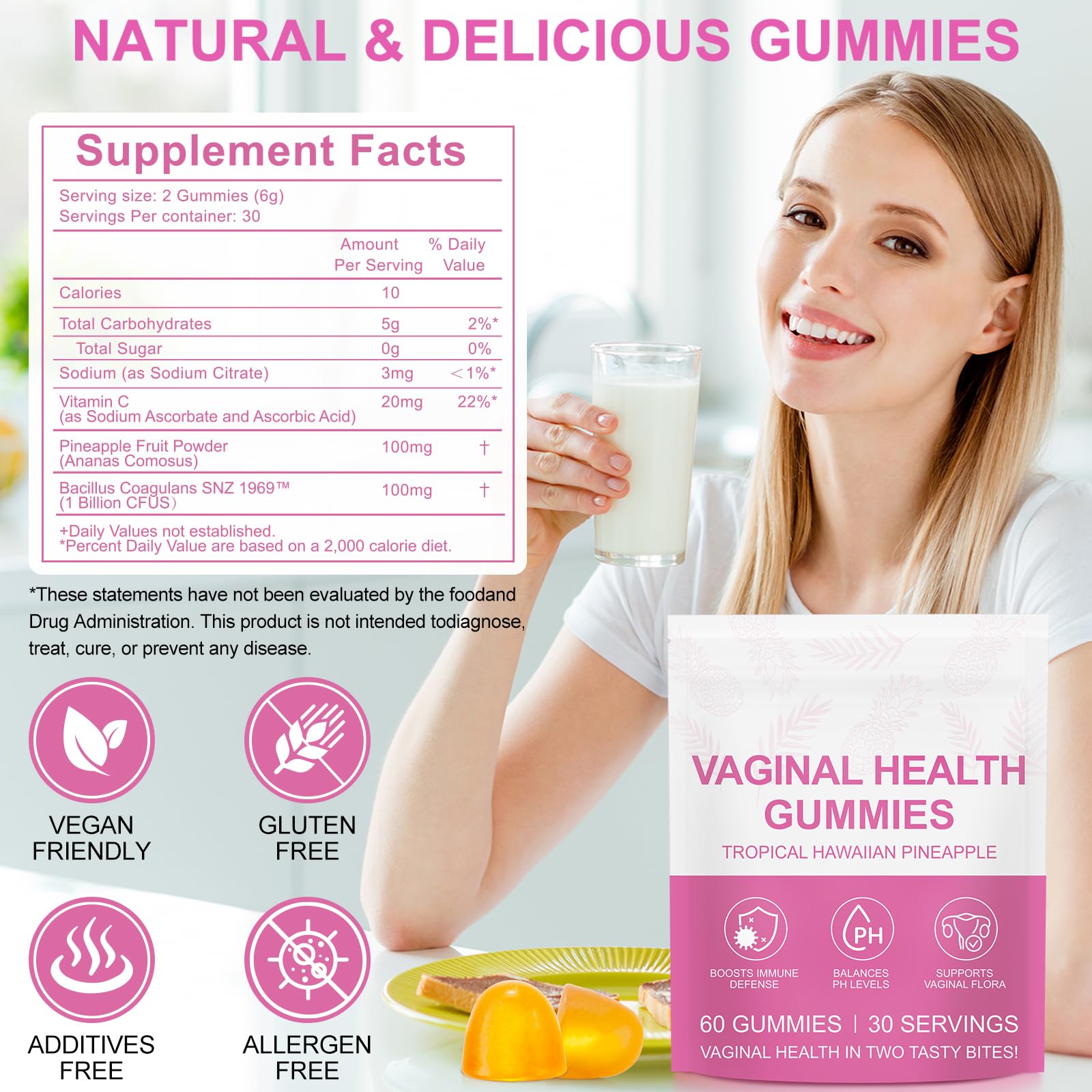 Vital Source Feminine Gummies - Feminine Balance Gummies for Women ph Natrual Famale Balance Cummie - Collagen Gummie - Pineapple PH Balance Gummie for Women Support Women’s Health - 60PCS Tooffi Au supplements