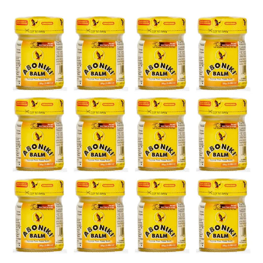 Aboniki Powerful Topical Pain Relief Balm with Natural Ingredients | Fast-Acting Soothing Relief for Joints & Muscle Pain, Soreness, Cramps | Long Lasting Full Body Rub (12 Plastic Jars) AbonikiAU supplements