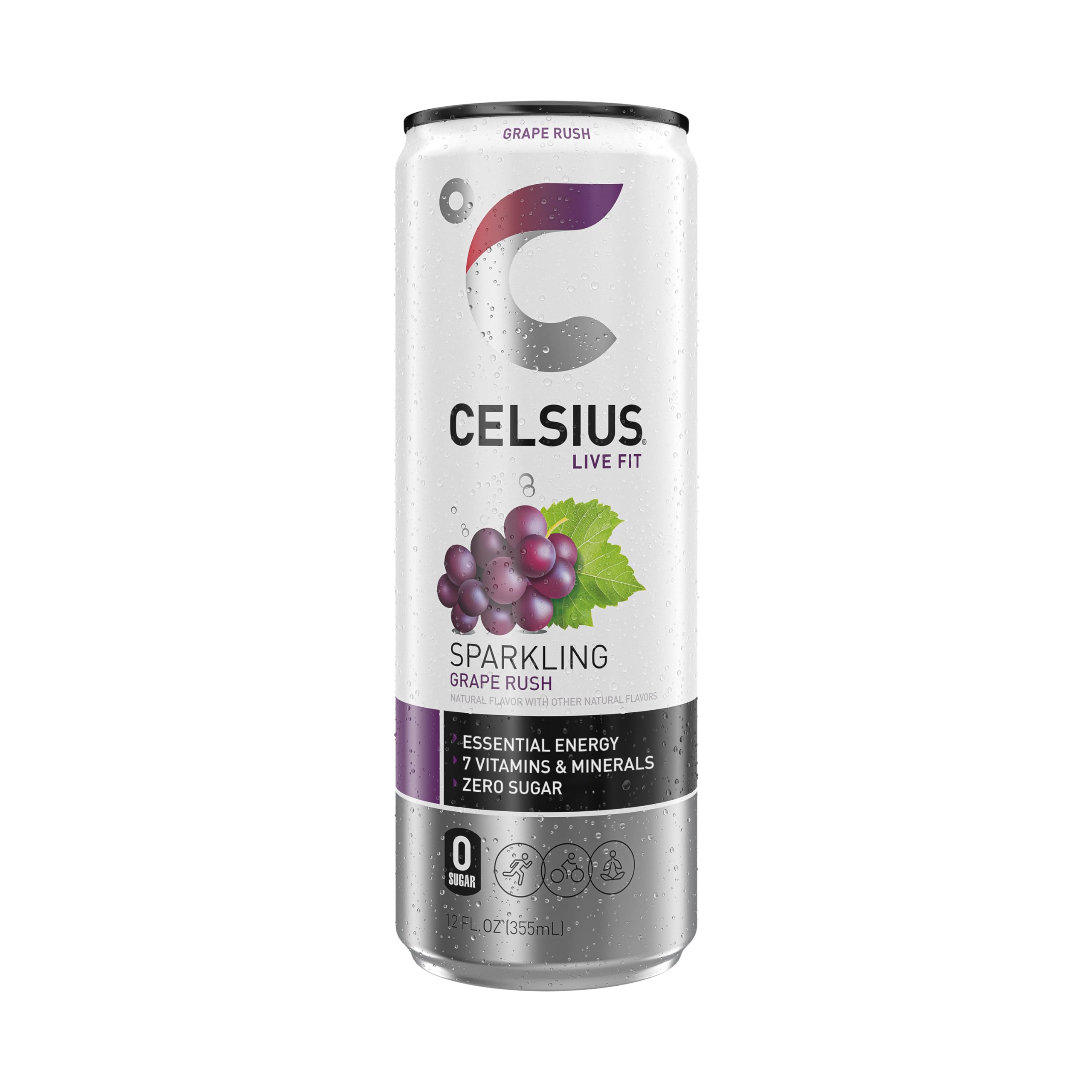 CELSIUS Sparkling Grape Rush, Functional Essential Energy Drink 12 Fl Oz (Pack of 12) CELSIUS Au supplements