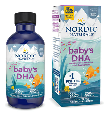 Nordic Naturals Baby’s DHA, Unflavored - 2 oz - 1050 mg Omega-3 + 300 IU Vitamin D3 - Supports Brain, Vision & Nervous System Development in Babies - Non-GMO - Servings May Vary Nordic Naturals Au supplements