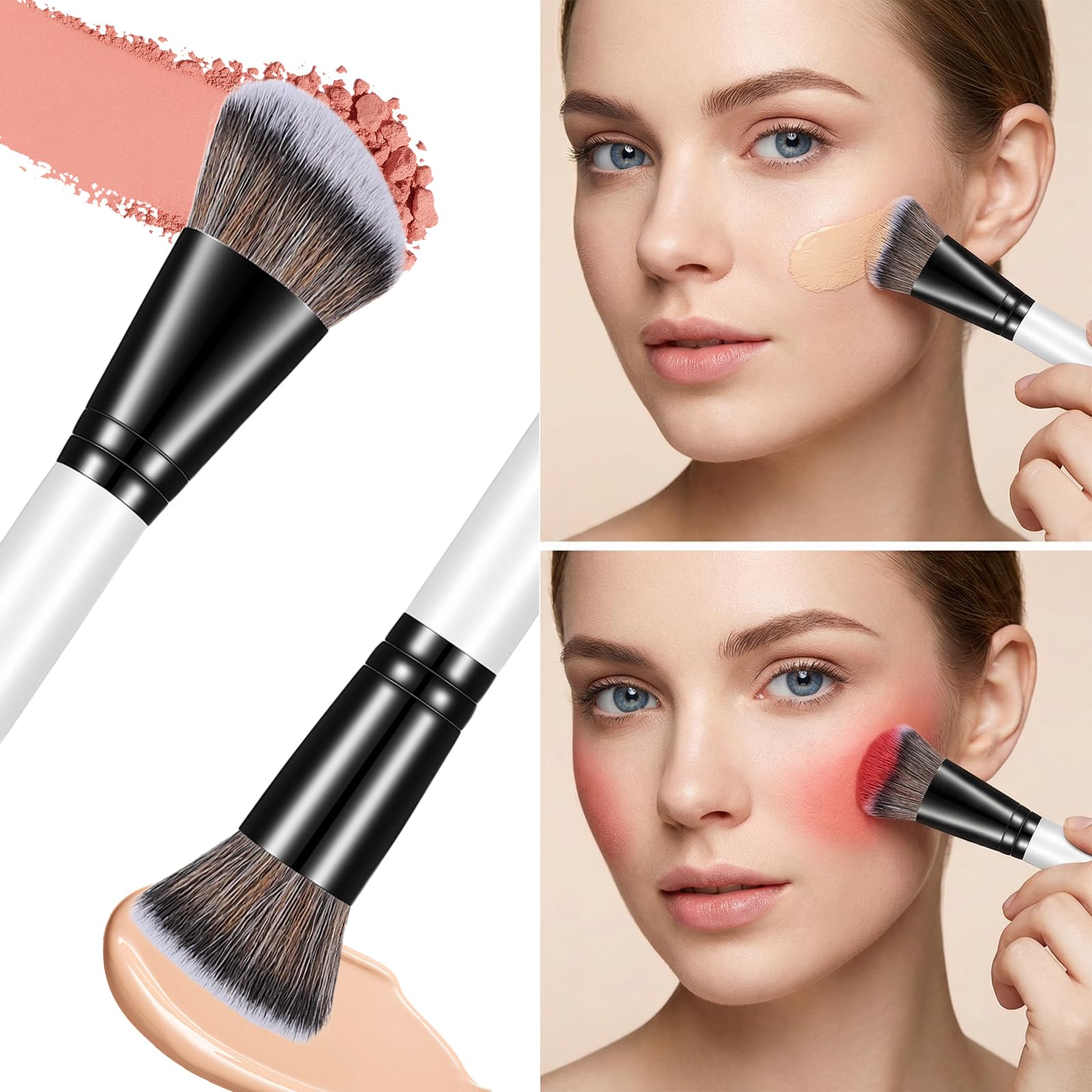 KFHENSOM 4PCS Foundation Contour Conceal Brush Set Dual-Ended Makeup Brushes Set Professional Powder Blush Concealer Eyeshadow Kabuki Foundation Brush Kit for Liquid Loose Powder Cream KFHENSOMR Au supplements