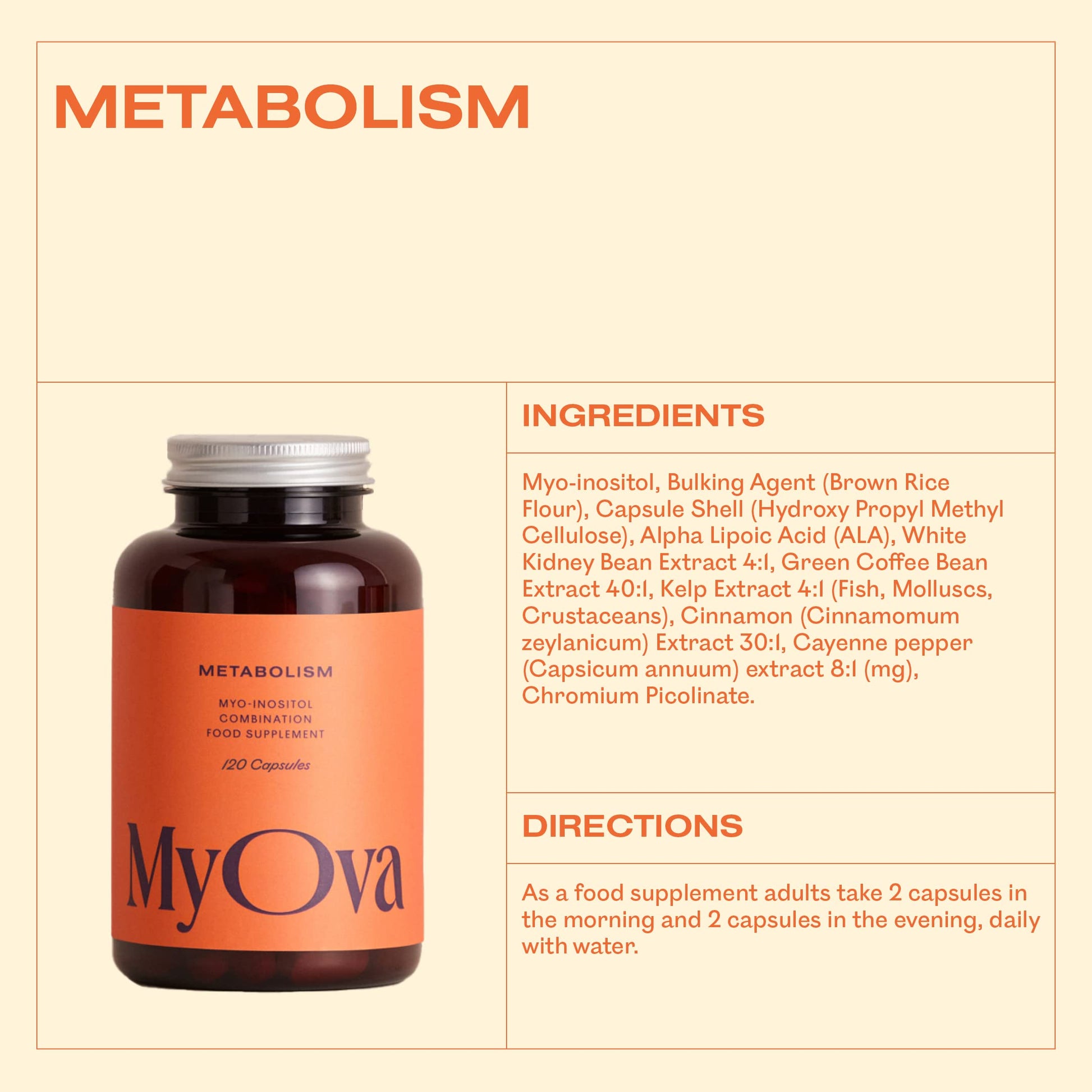 MyOva Metabolism PCOS Supplement - 120 capsules, 30-Day Supply - 2000mg MyOva Au supplements